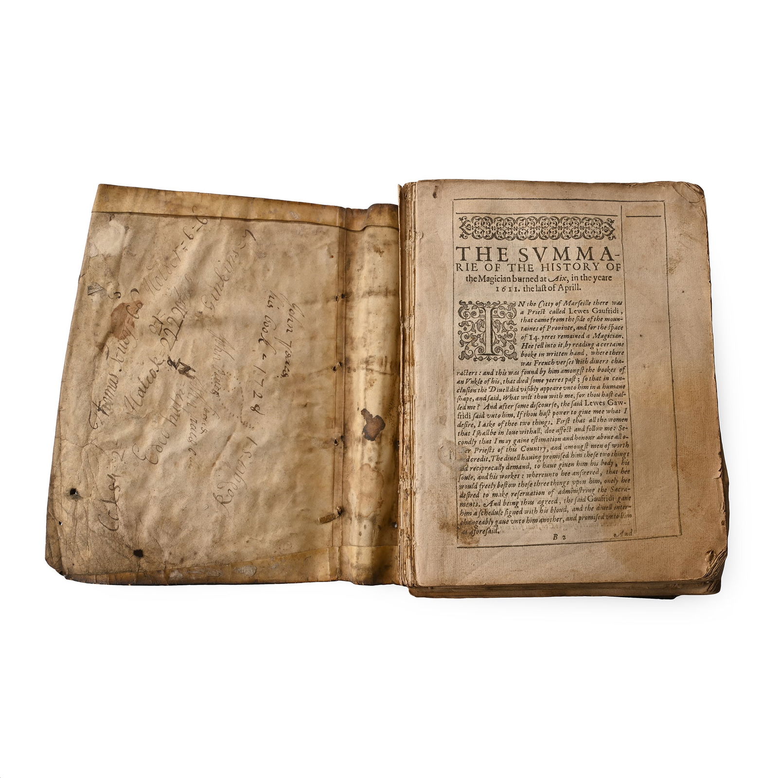 Stuart Period Skin-Covered Witchcraft Book About a Penitent Woman Seduced by a Magician that Made (1 of 2)