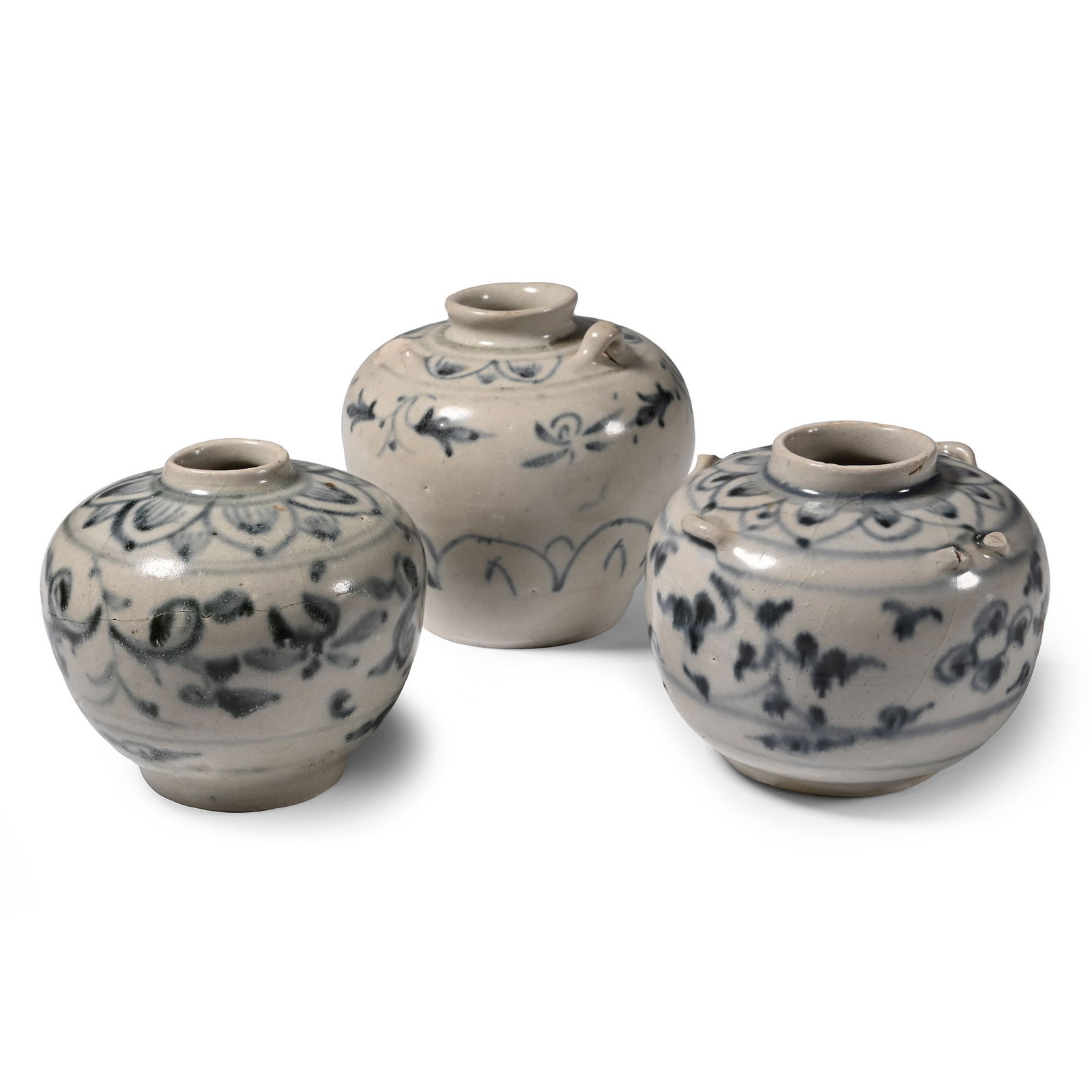 Hoi An Cargo Shipwreck Glazed Blue and White Vase Trio (1 of 1)