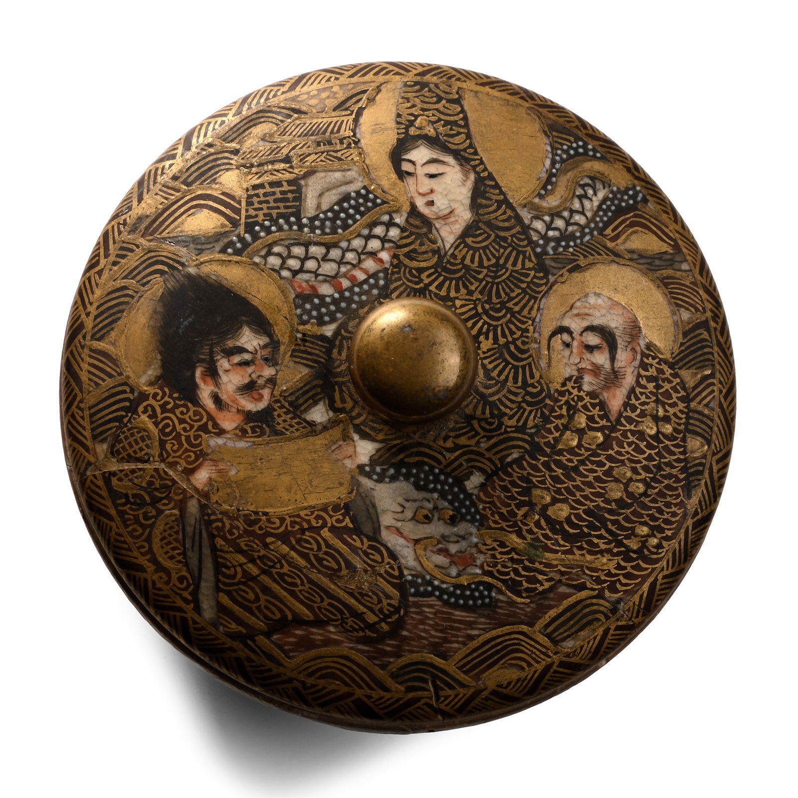 Satsuma Lidded Gilt Ceramic Box (1 of 2)