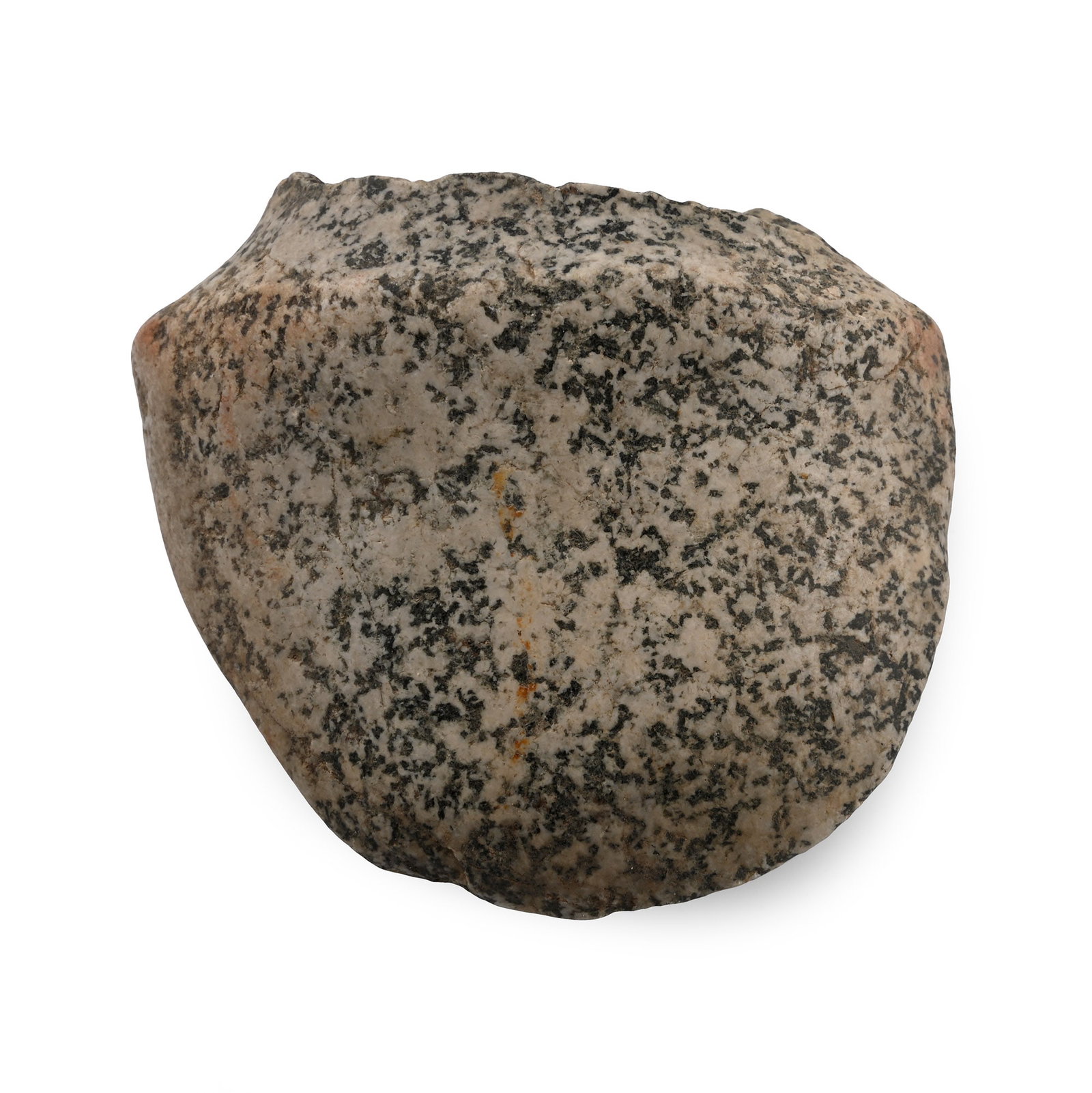 North American Polished Poll Groove Axe Blade: Late Archaic Period, circa 7500-4500 B.P. D-shaped in profile with carination at the shoulder, socket to rear; chipped. 158 grams, 66 mm (2 5/8 in.). [No Reserve] Found Indiana, USA. From an old Hamps