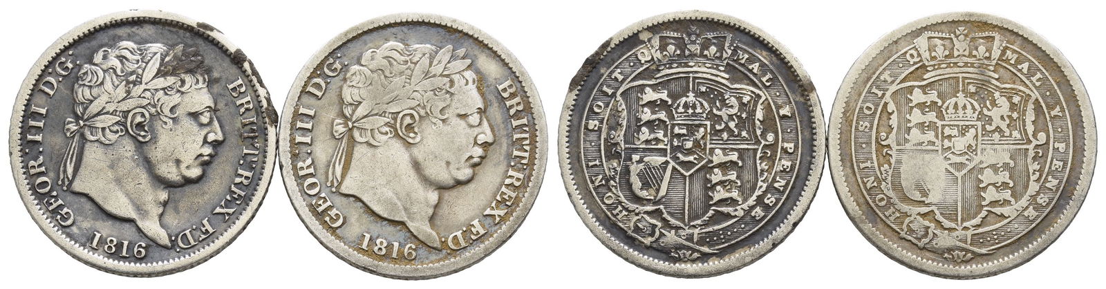 Group of Two [2] Great Britain, George III AR Shillings. (1 of 1)
