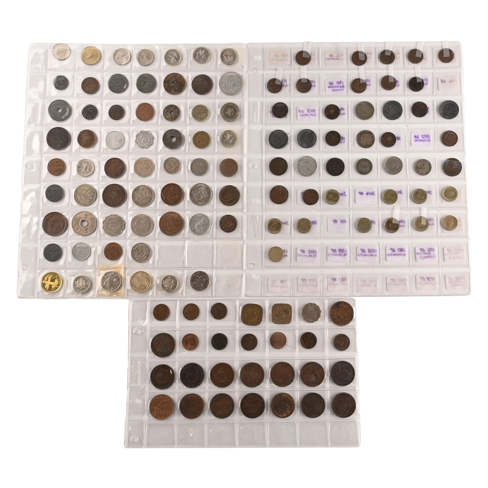 Group of One Hundred and Twenty-Nine [129] World Coins in Three Album Leaf's. (1 of 1)