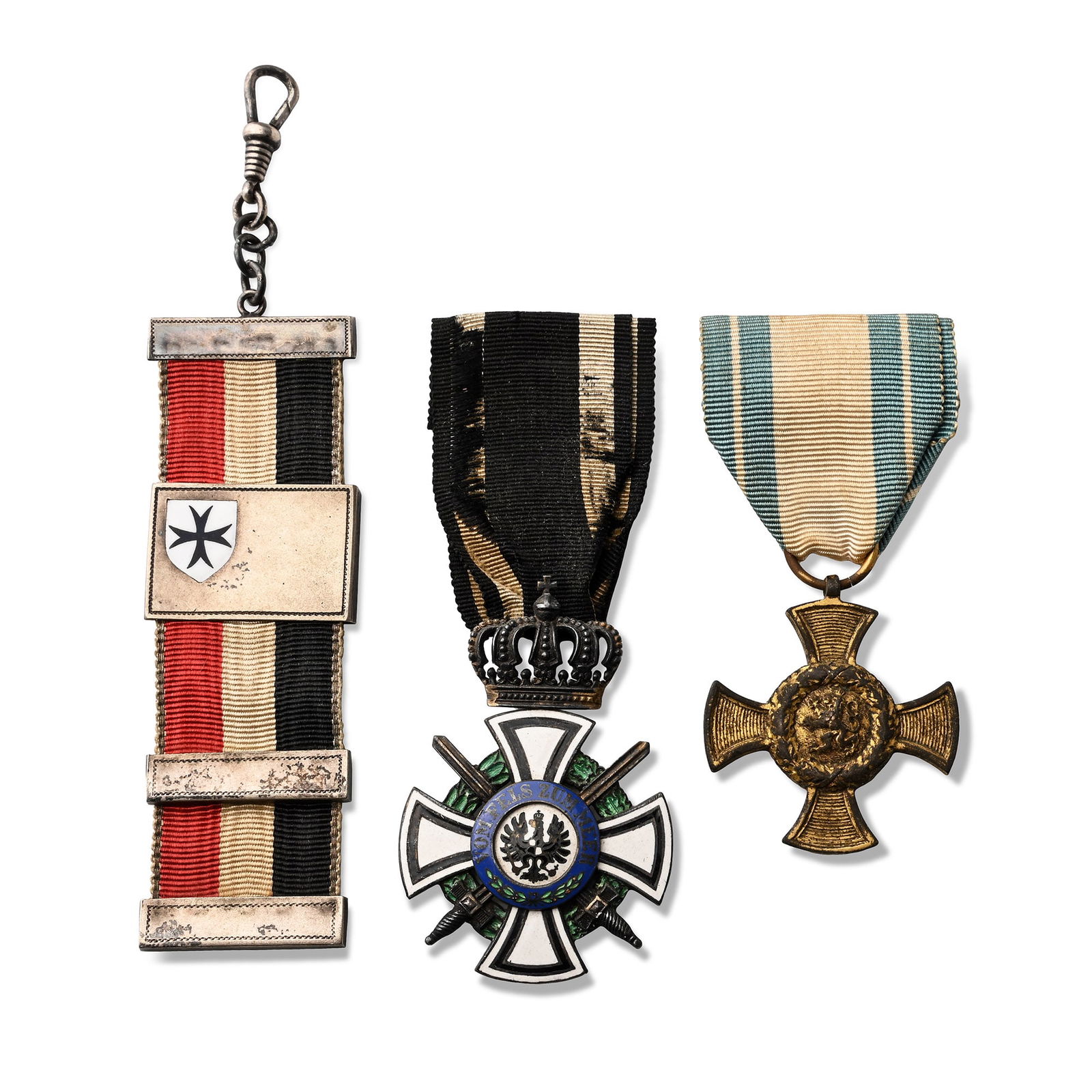 Group of Three [3] German Military and Other Medals.: 19th century AD. Various types. 60gr total. Condition as seen. From the private collection of author and historian Dr DeWitt Bailey, one of the global authorities on the confederate army in the US civ