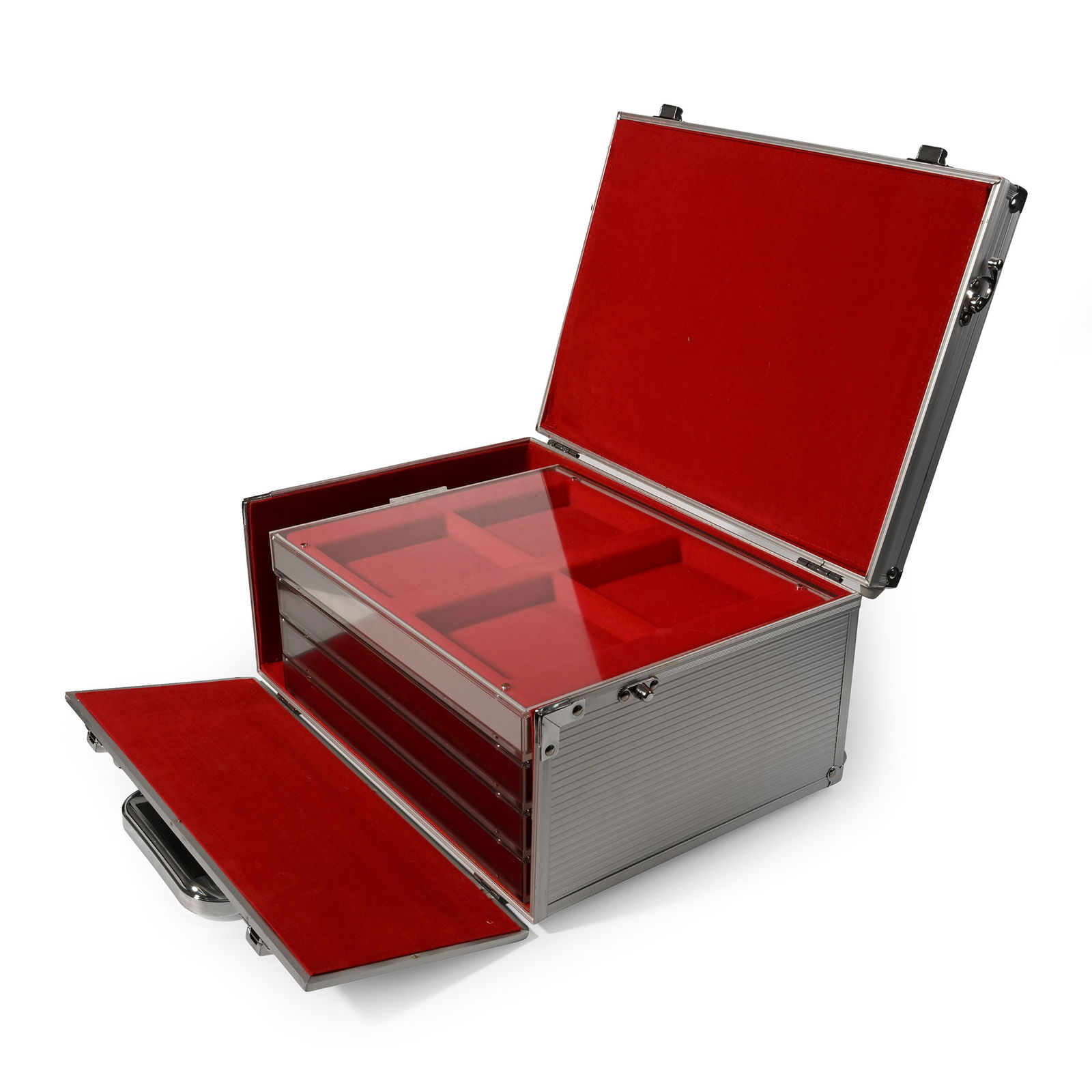 Four Lindner Collector Trays in Aluminium Carry Case with Keys (1 of 1)