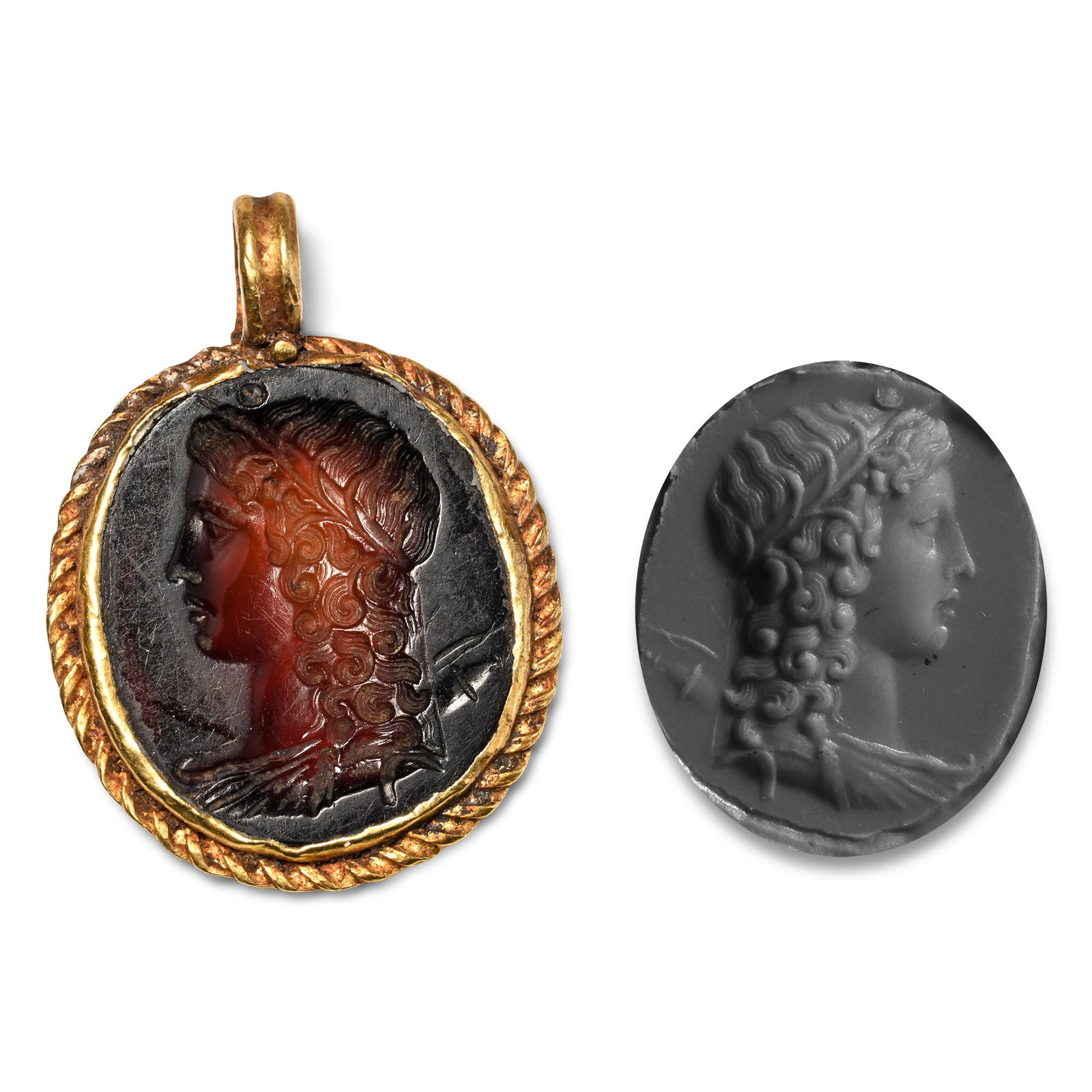 Graeco-Roman Sard Gemstone of the God Apollo in Gold Mount (1 of 1)