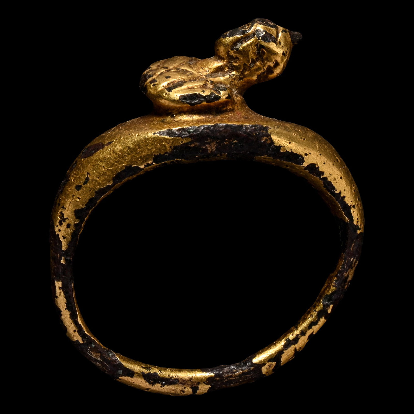 Roman Gilt Bronze Ring with Bust of Minerva (1 of 1)