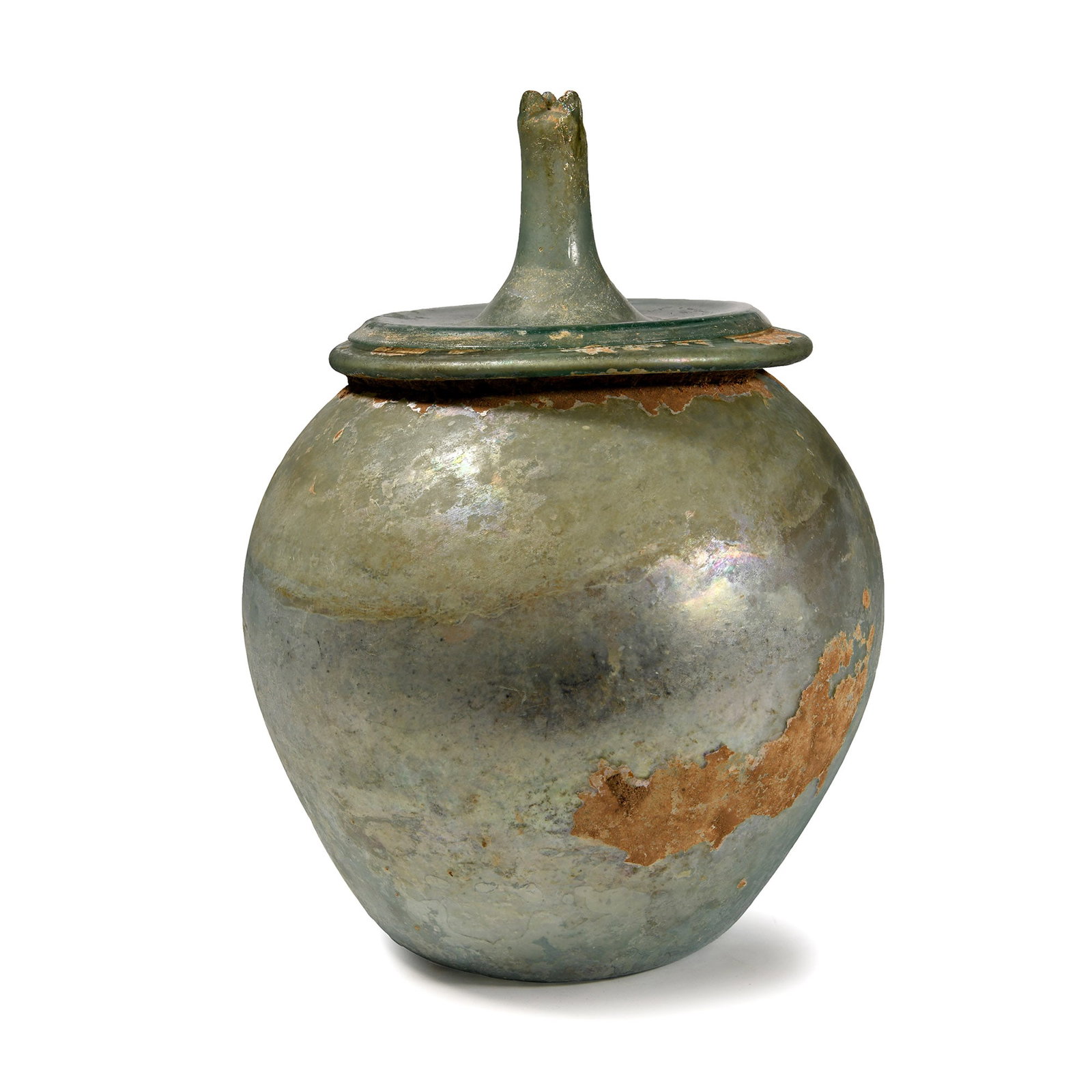 Large Roman 'The Sangiorgi' Pale Green Glass Cinerary Urn (1 of 2)