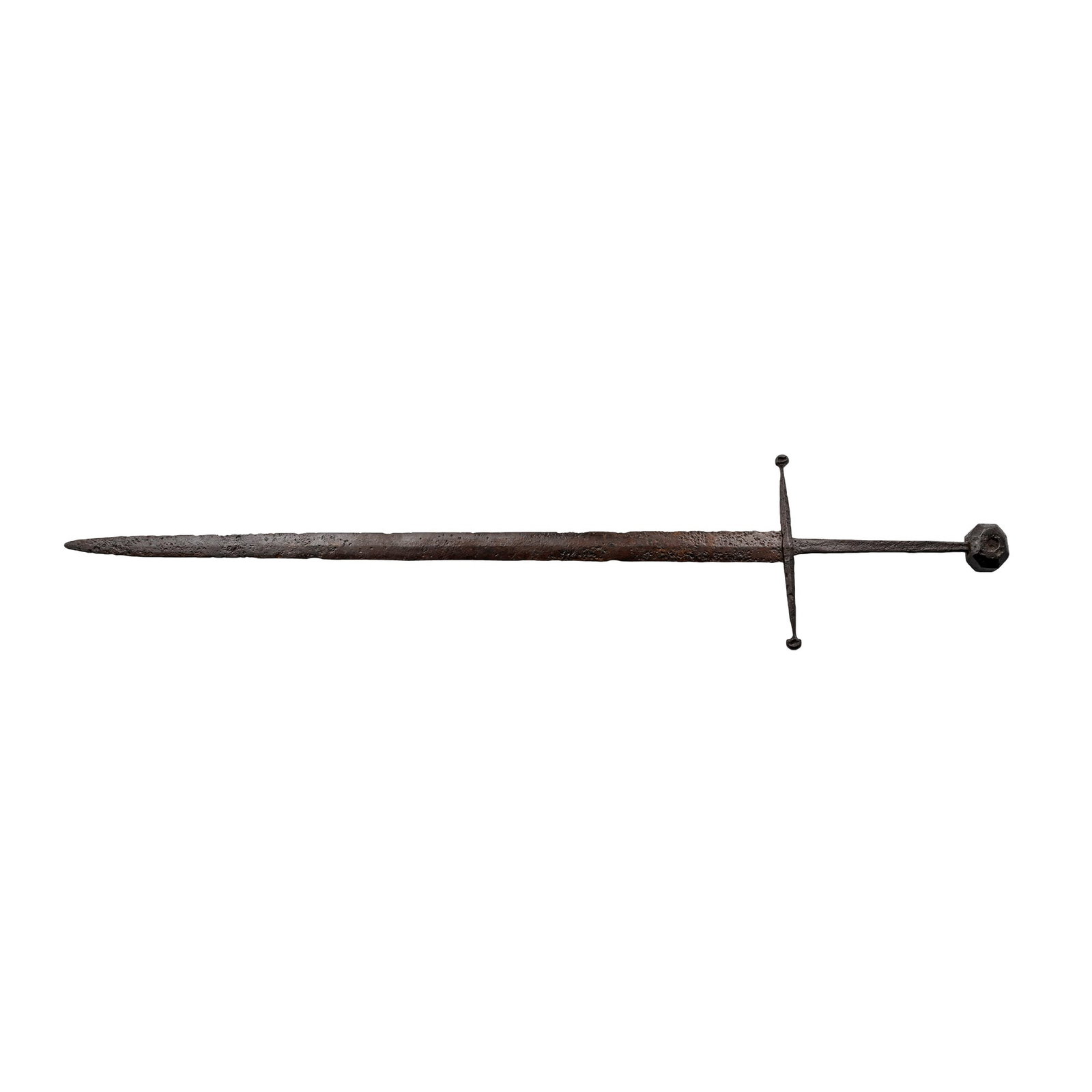 Medieval Knight's Iron Hand-and-a-Half Sword with Icosikaidigon Pommel (1 of 2)