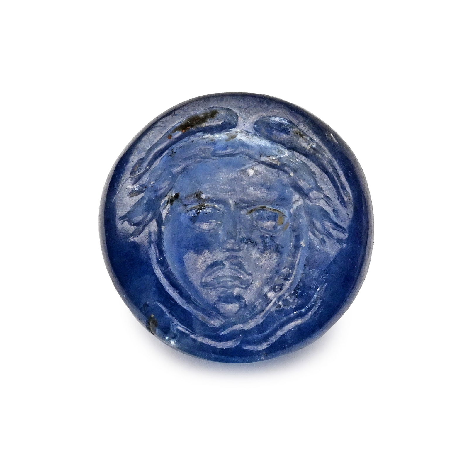 Ancient Style Sapphire Gemstone with Head of Medusa (1 of 1)