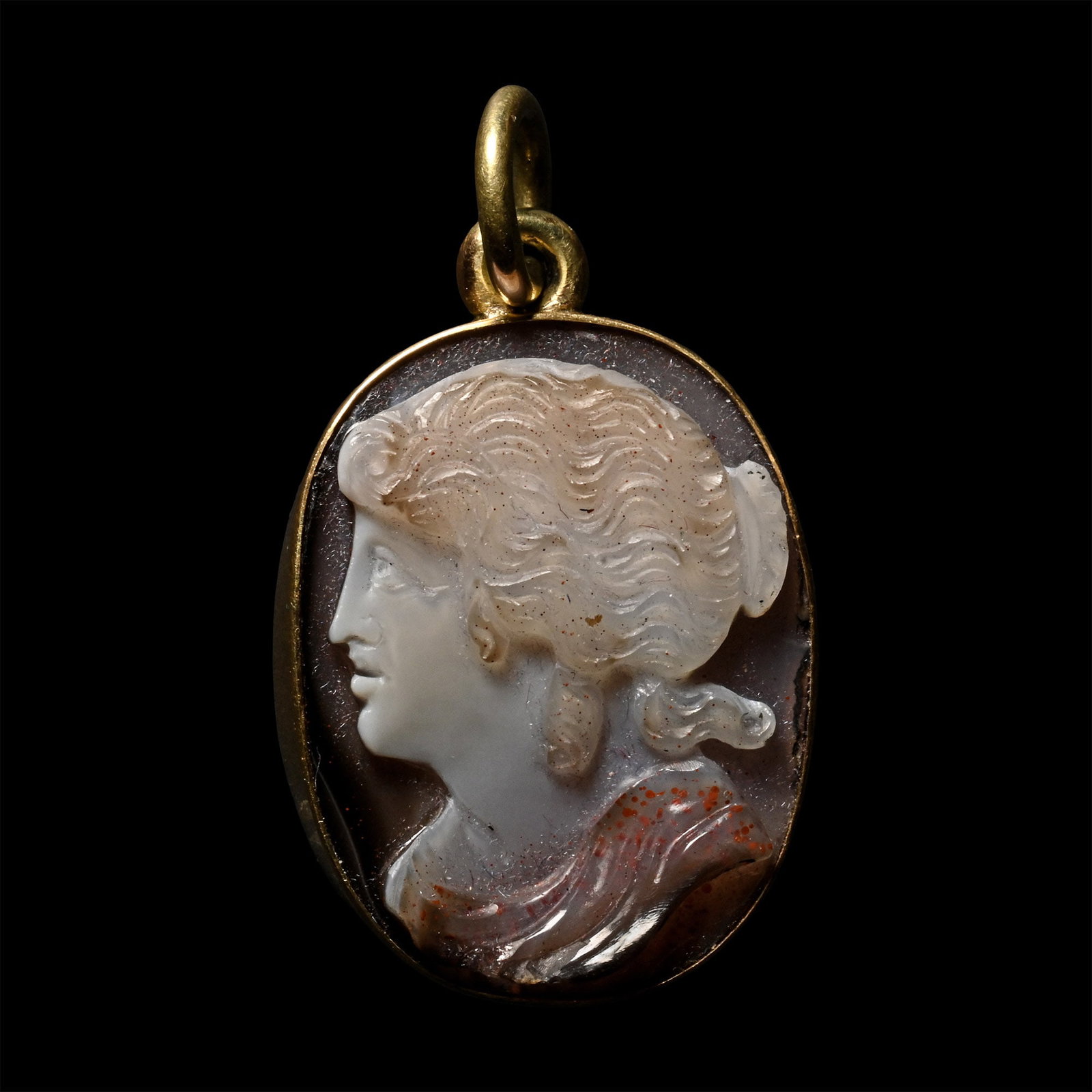 Post Medieval Agate Cameo of a Classical Muse in Gold Mount (1 of 1)