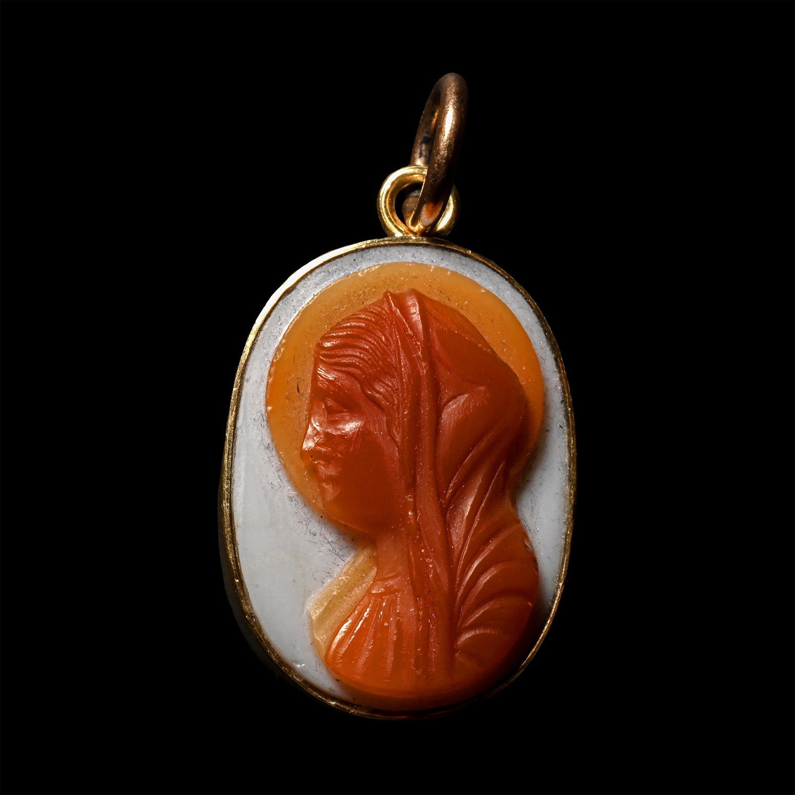 Post Medieval Agate Cameo with Profile Portrait of the Madonna (1 of 1)