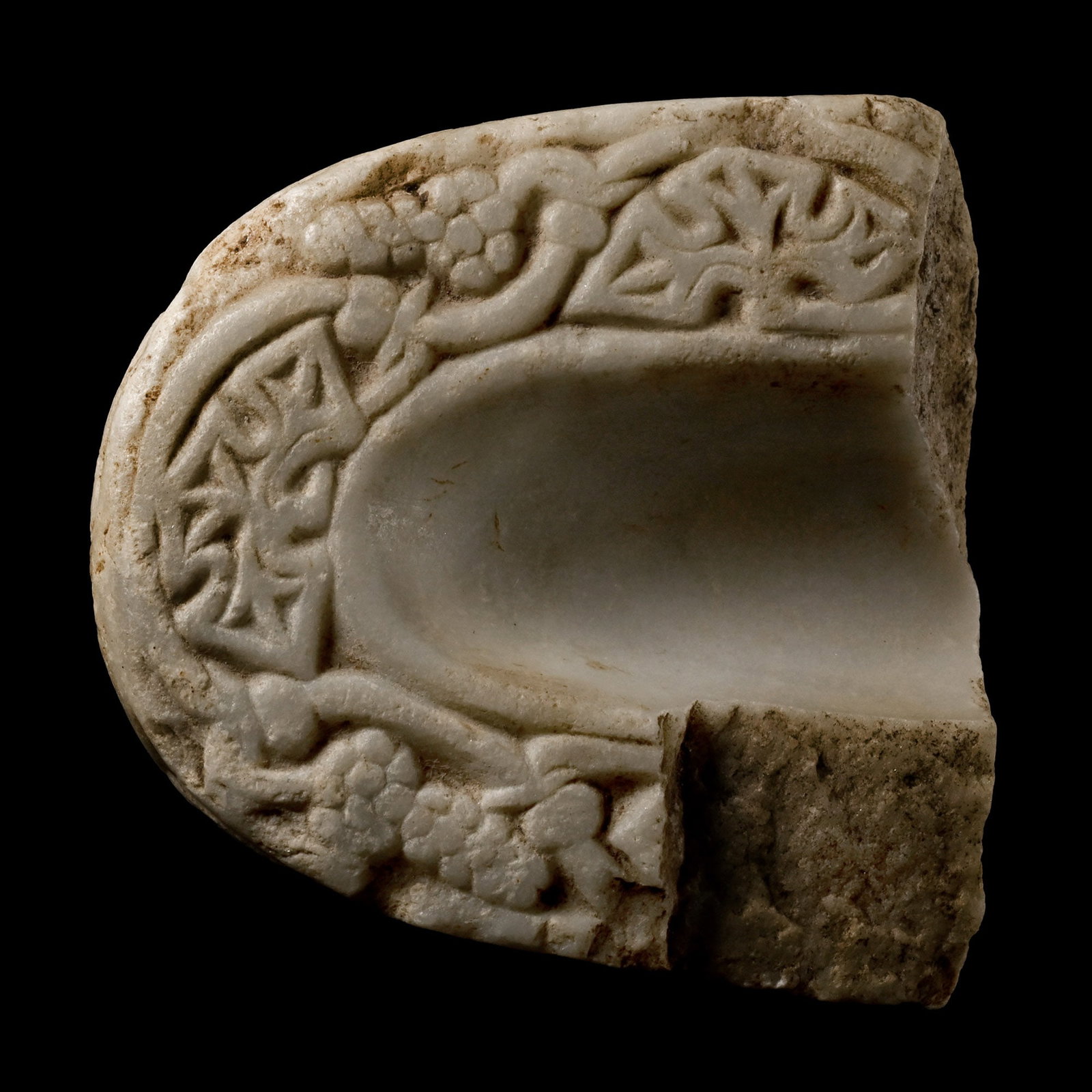 Coptic Marble Liturgical Vessel Fragment with Inscription (1 of 2)