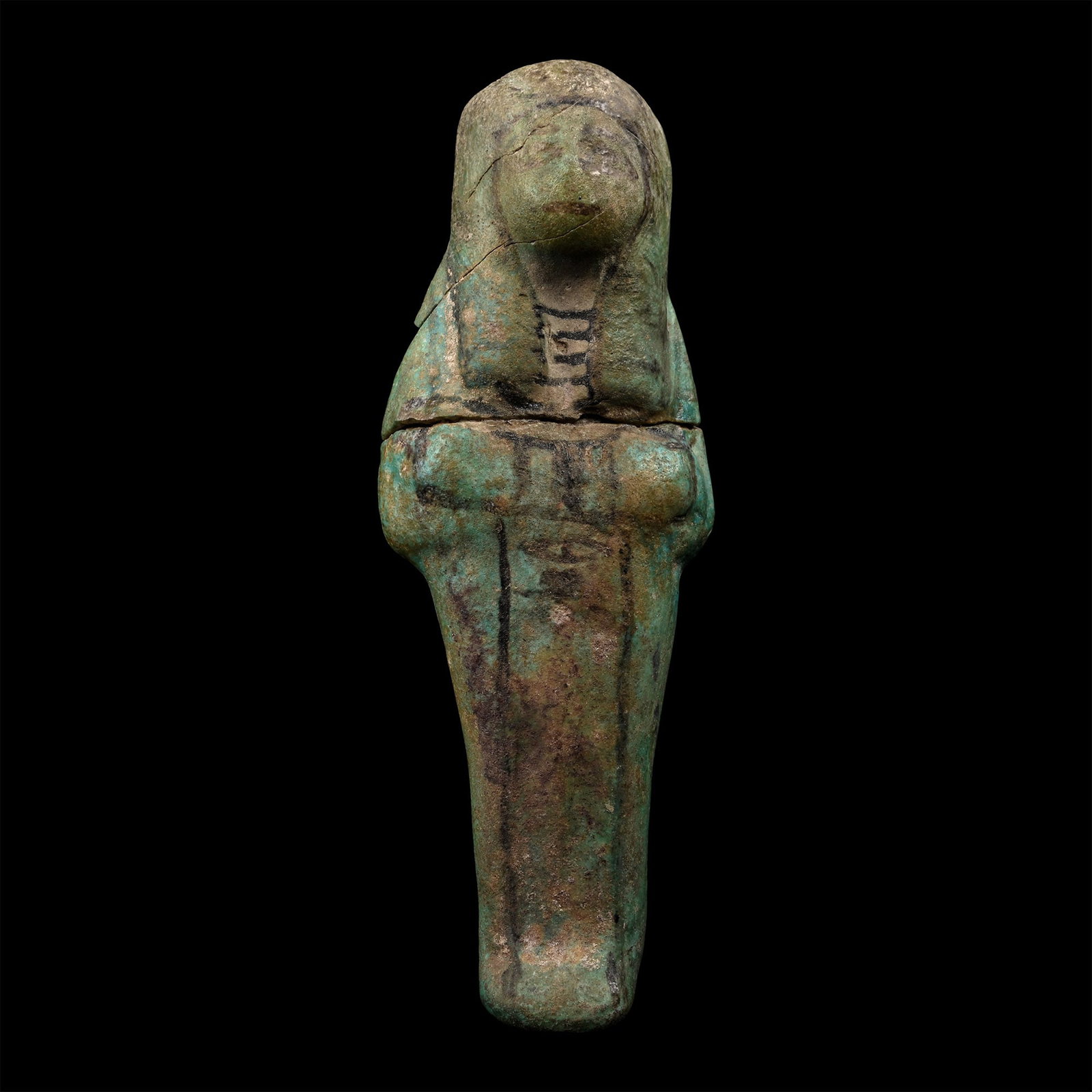 Egyptian Turquoise Blue Faience Shabti with Hieroglyphic Inscription (1 of 1)
