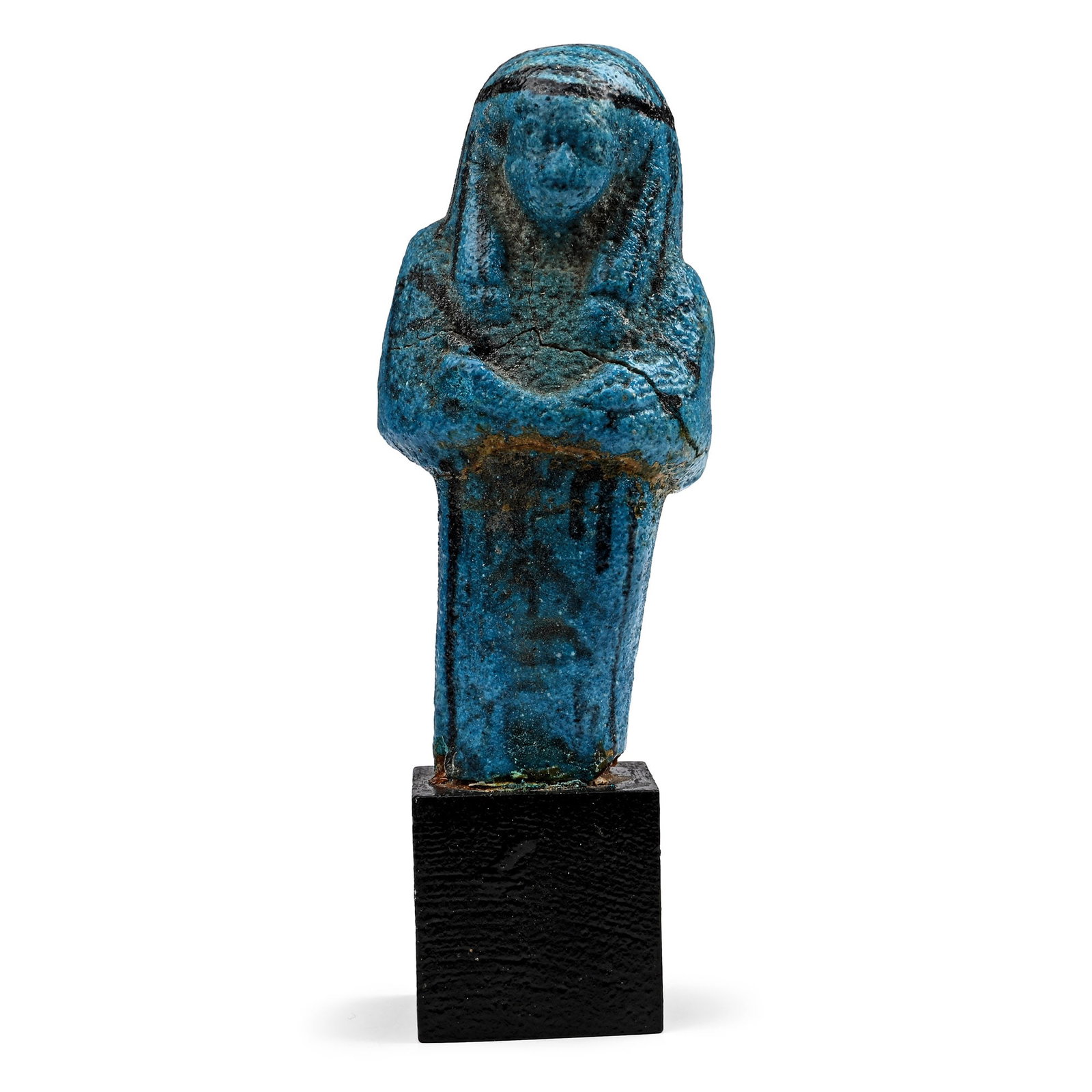 Egyptian Deep Blue Faience Shabti with Hieroglyphic Inscription (1 of 2)