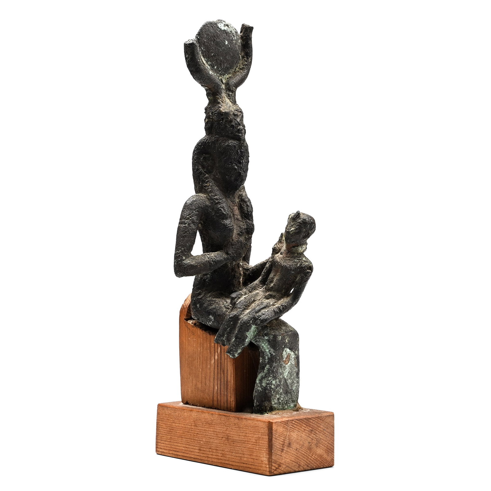 Egyptian Bronze Seated Isis with Horus Statue (1 of 1)