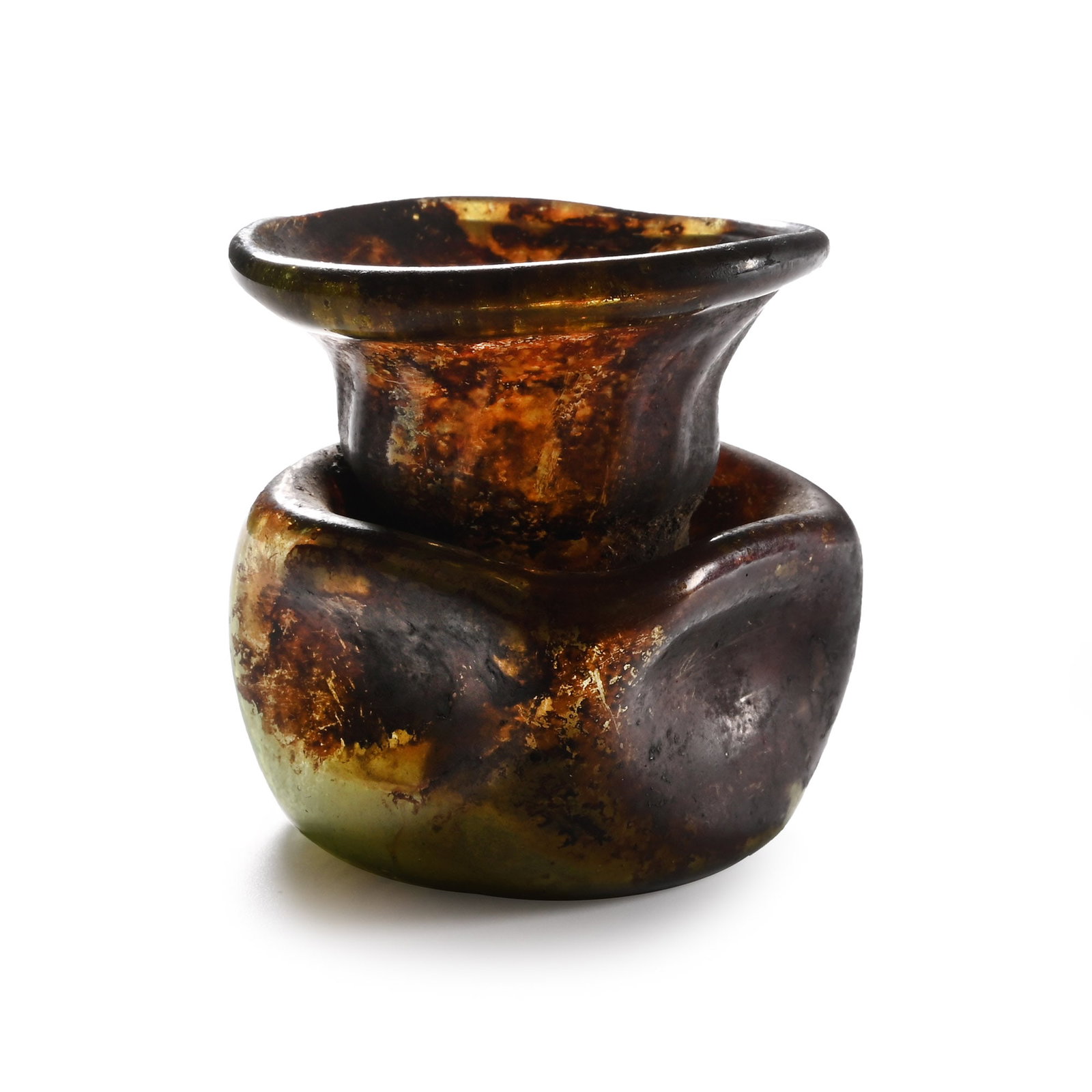 Roman Square Green Glass Flask (1 of 1)