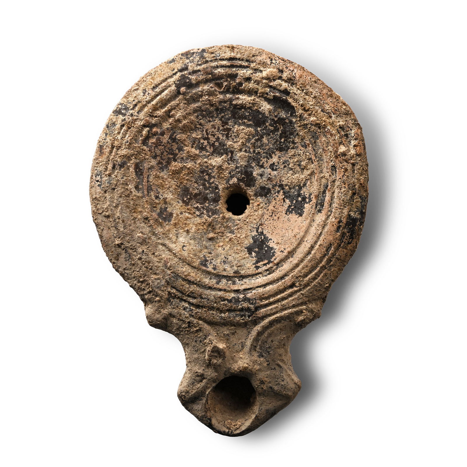 Roman Volute Black-Slip Ware Oil Lamp (1 of 1)