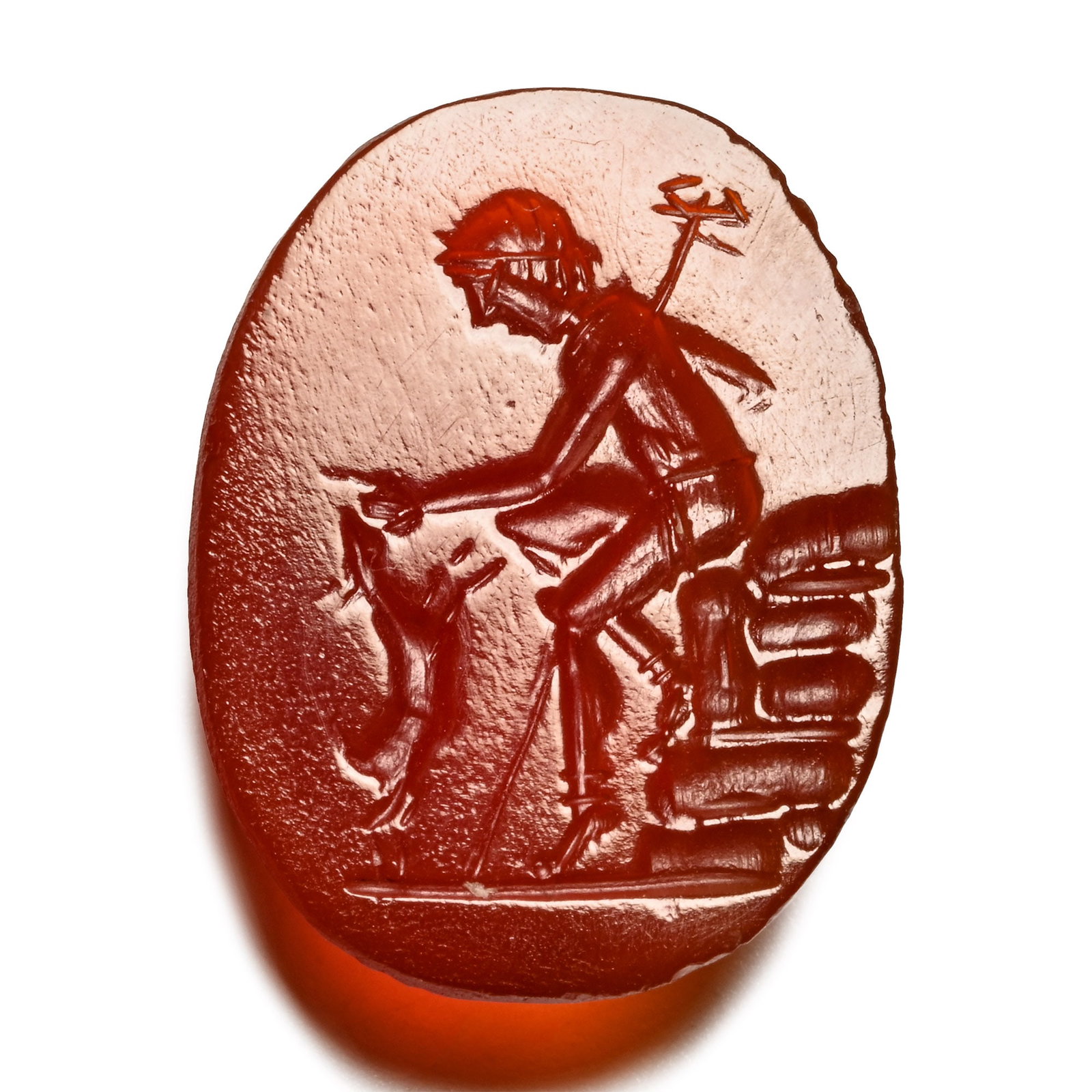 Roman Carnelian Gemstone with Seated Mercury and Goat (1 of 1)