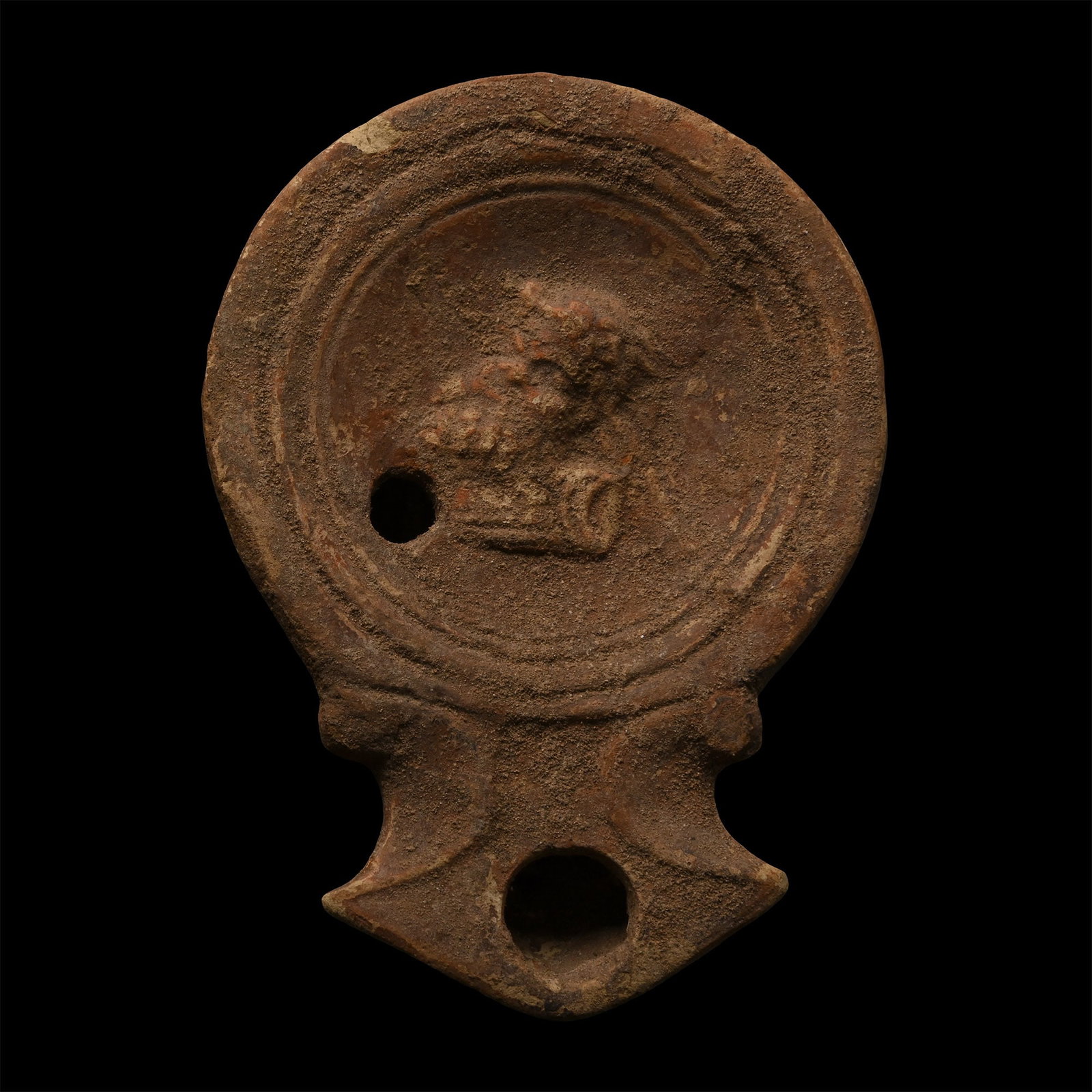 Roman Terracotta Oil Lamp with Bacchus (1 of 1)