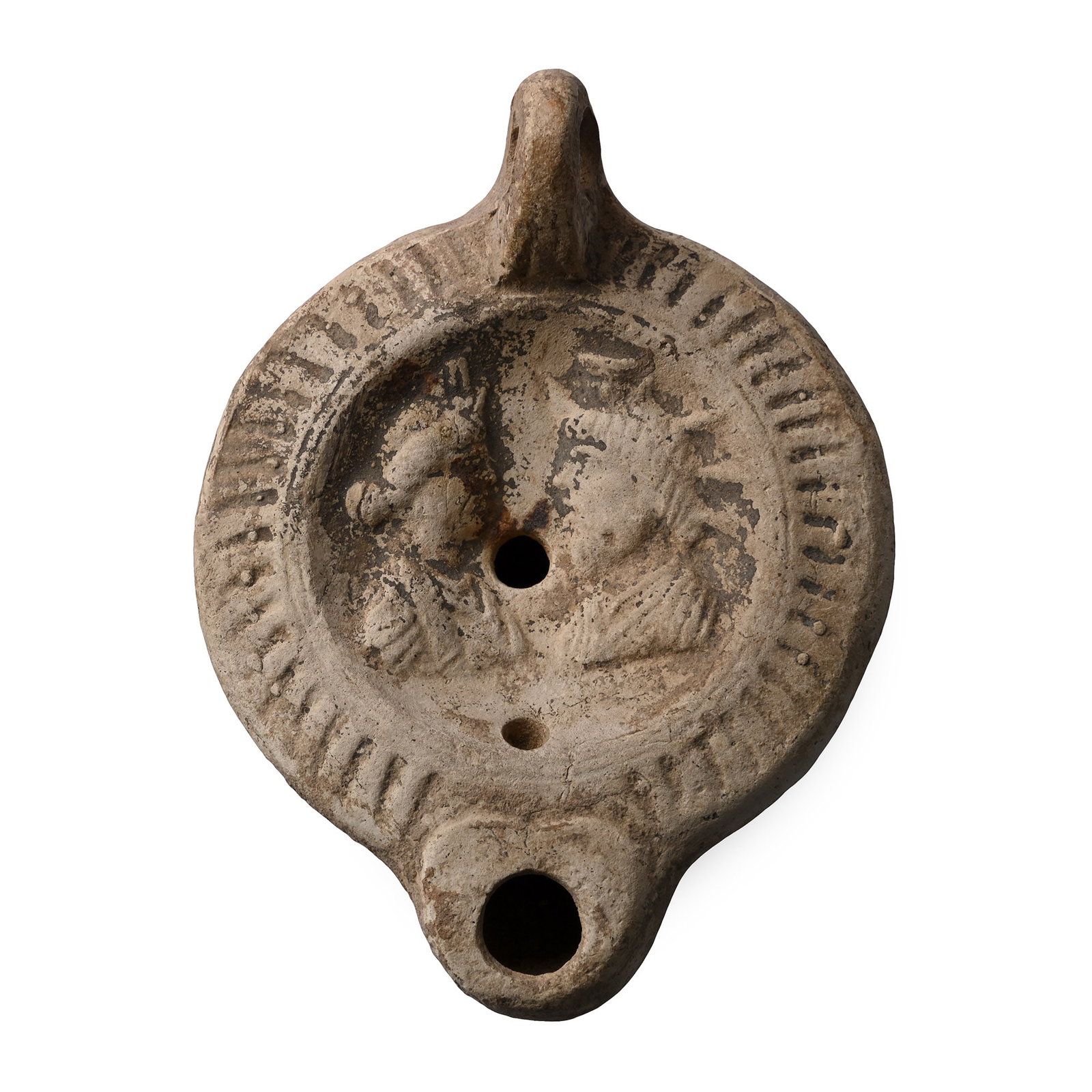 Roman Terracotta Oil Lamp with Isis and Serapis (1 of 2)