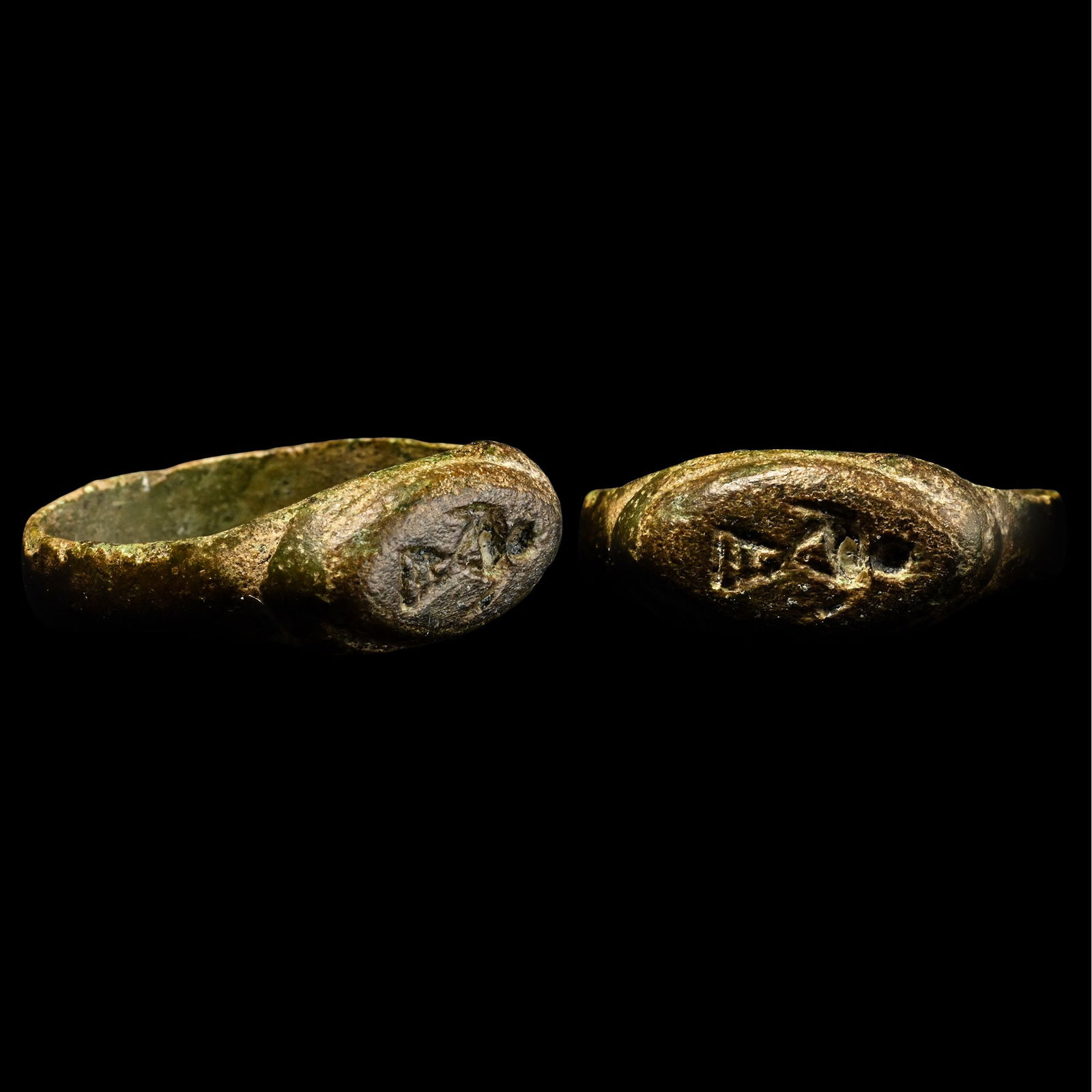 Merovingian Bronze Ring with Female Figure (1 of 1)