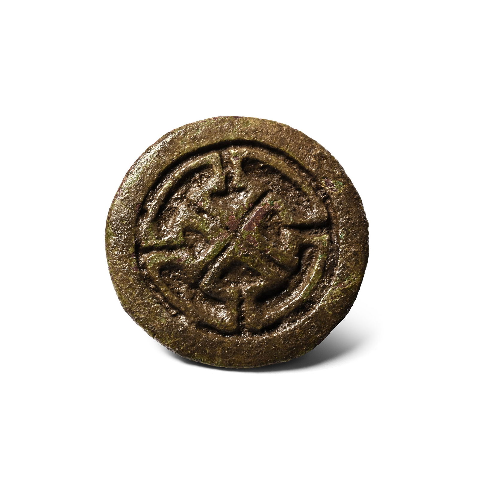 Anglo-Saxon Bronze Disc Brooch with Cruciform Axe Design (1 of 1)