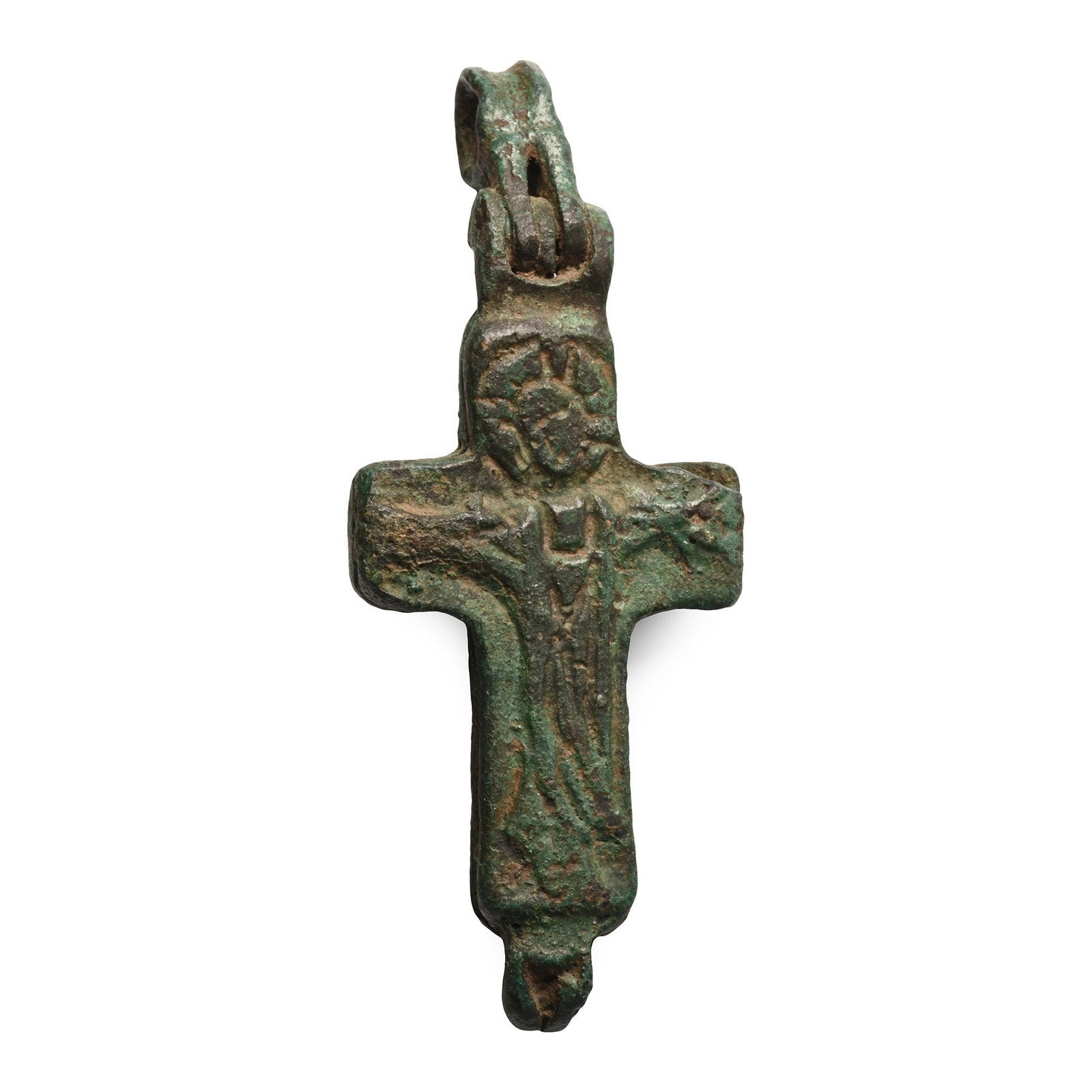 Reliquary Bronze Cross Pendant with Dark Age Inscription to Reverse (1 of 2)