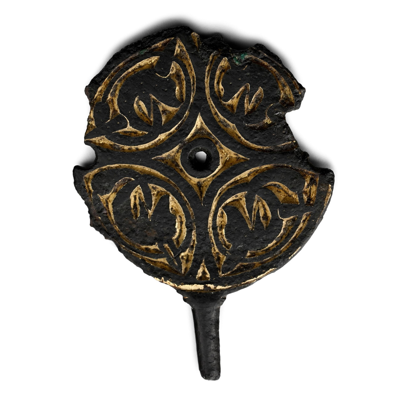 Anglo-Saxon Gilt Bronze Pin Head with Animals (1 of 1)