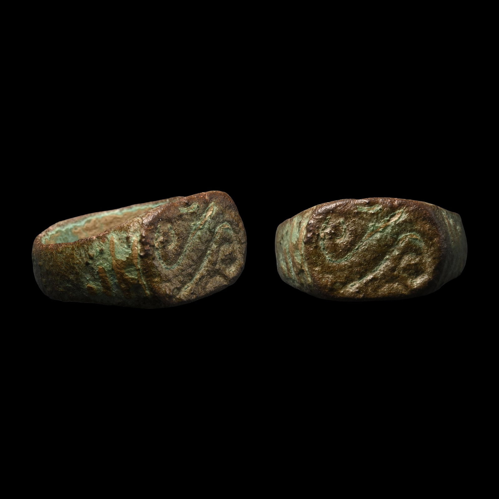 Merovingian Bronze Ring with Scrolls (1 of 1)