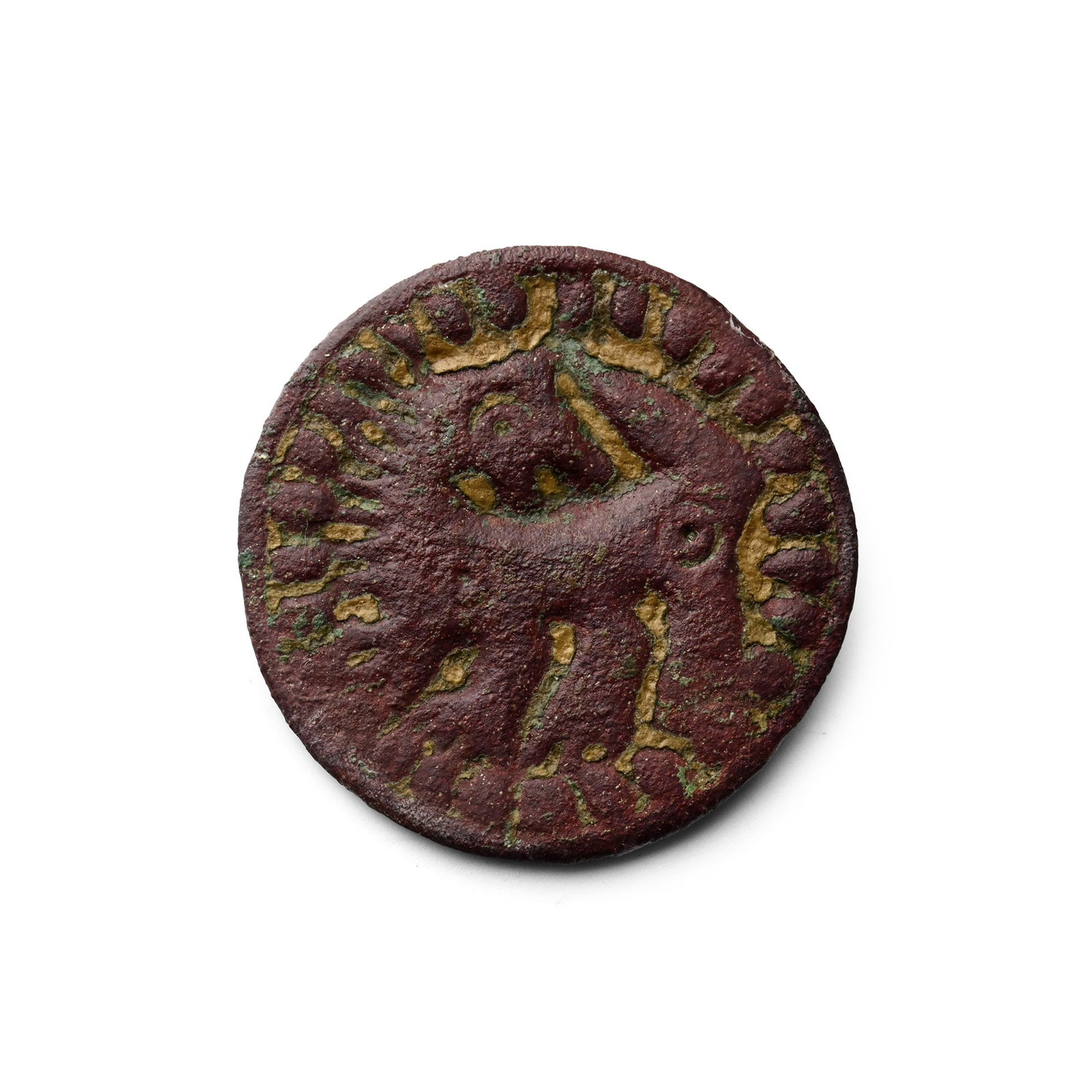 Anglo-Saxon Bronze Disc Brooch with Beast Facing Back (1 of 1)