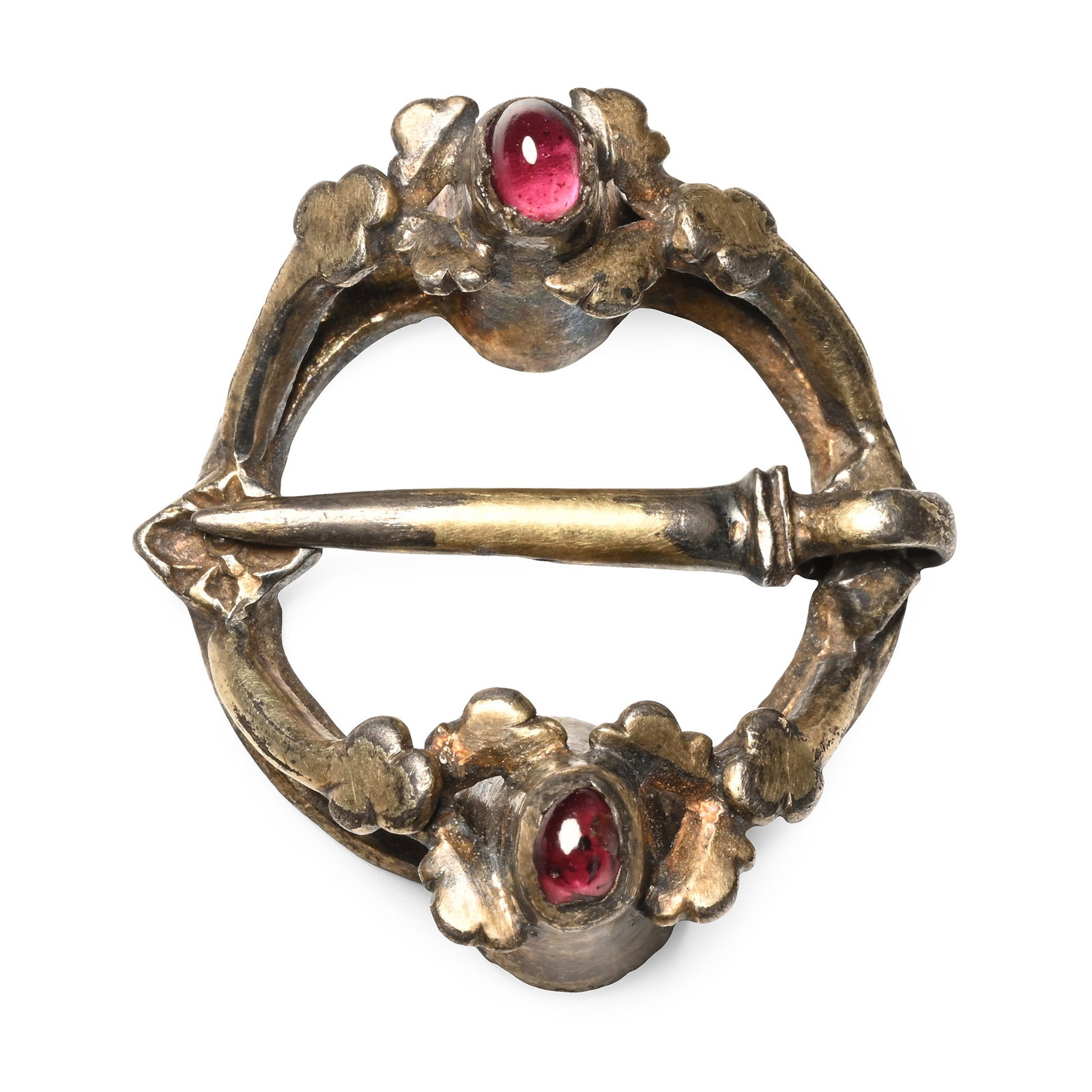 Medieval Silver-Gilt Ring Brooch with Garnet Cabochons (1 of 1)