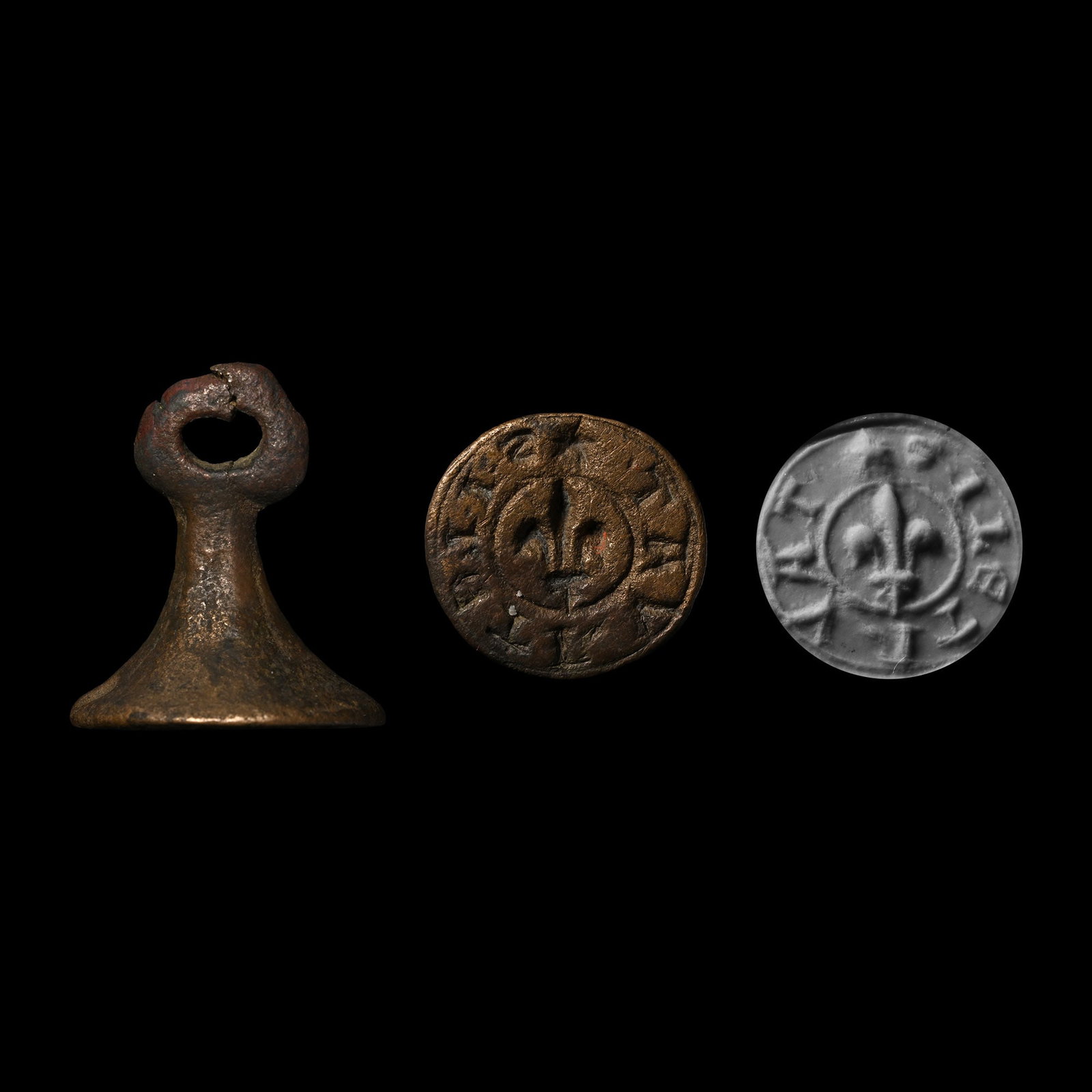 Medieval Bronze Seal Matrix with Fleur-de-Lys (1 of 1)