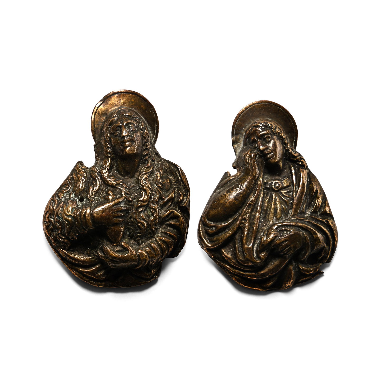 Medieval Gilt Copper Mounts of Mary Magdalene and Saint John the Evangelist (1 of 1)