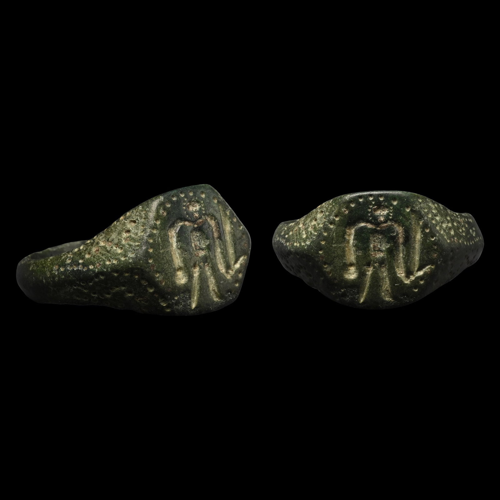 Medieval Bronze Ring with Warrior (1 of 1)
