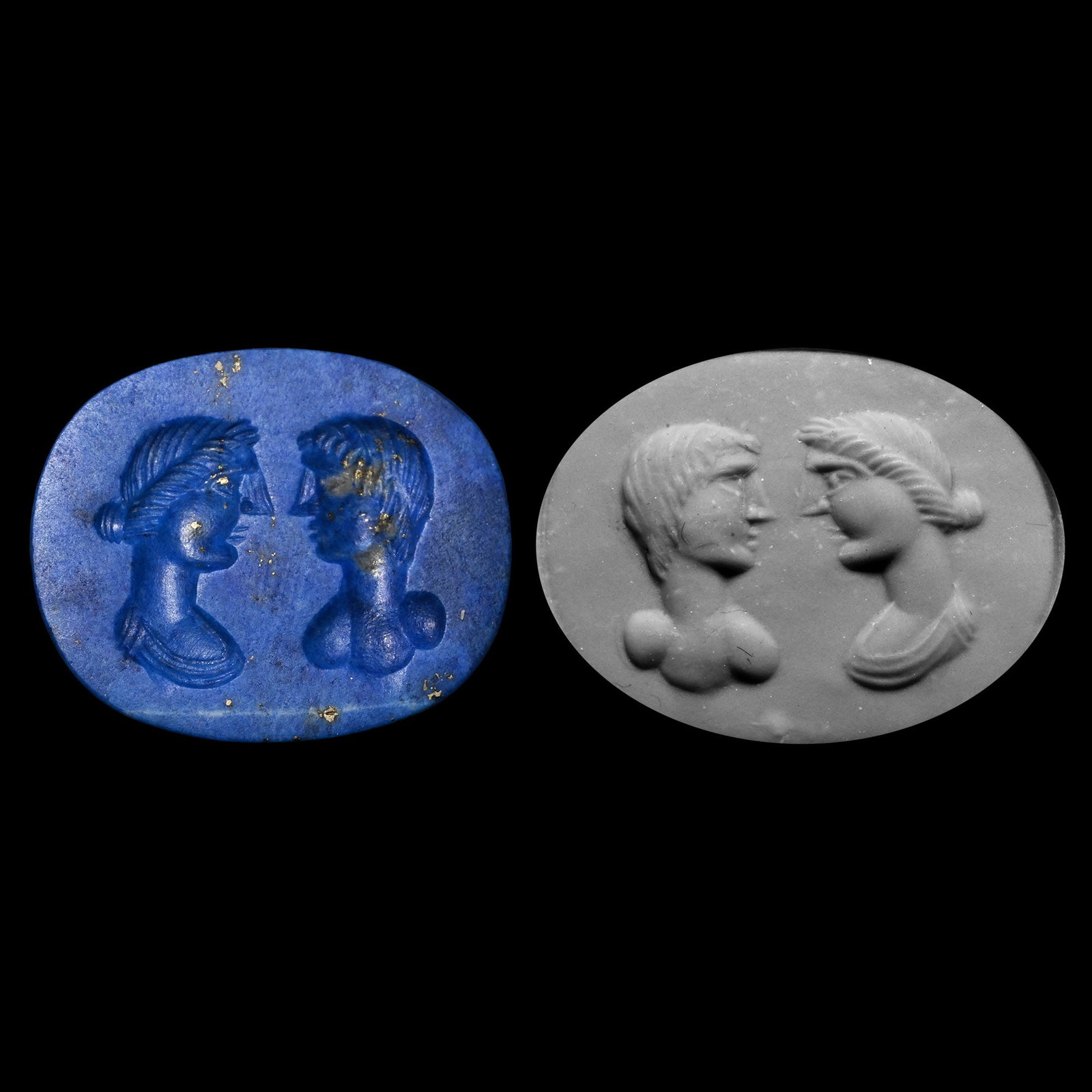 Post-Classical Lapis-Coloured Gem with Facing Busts (1 of 1)