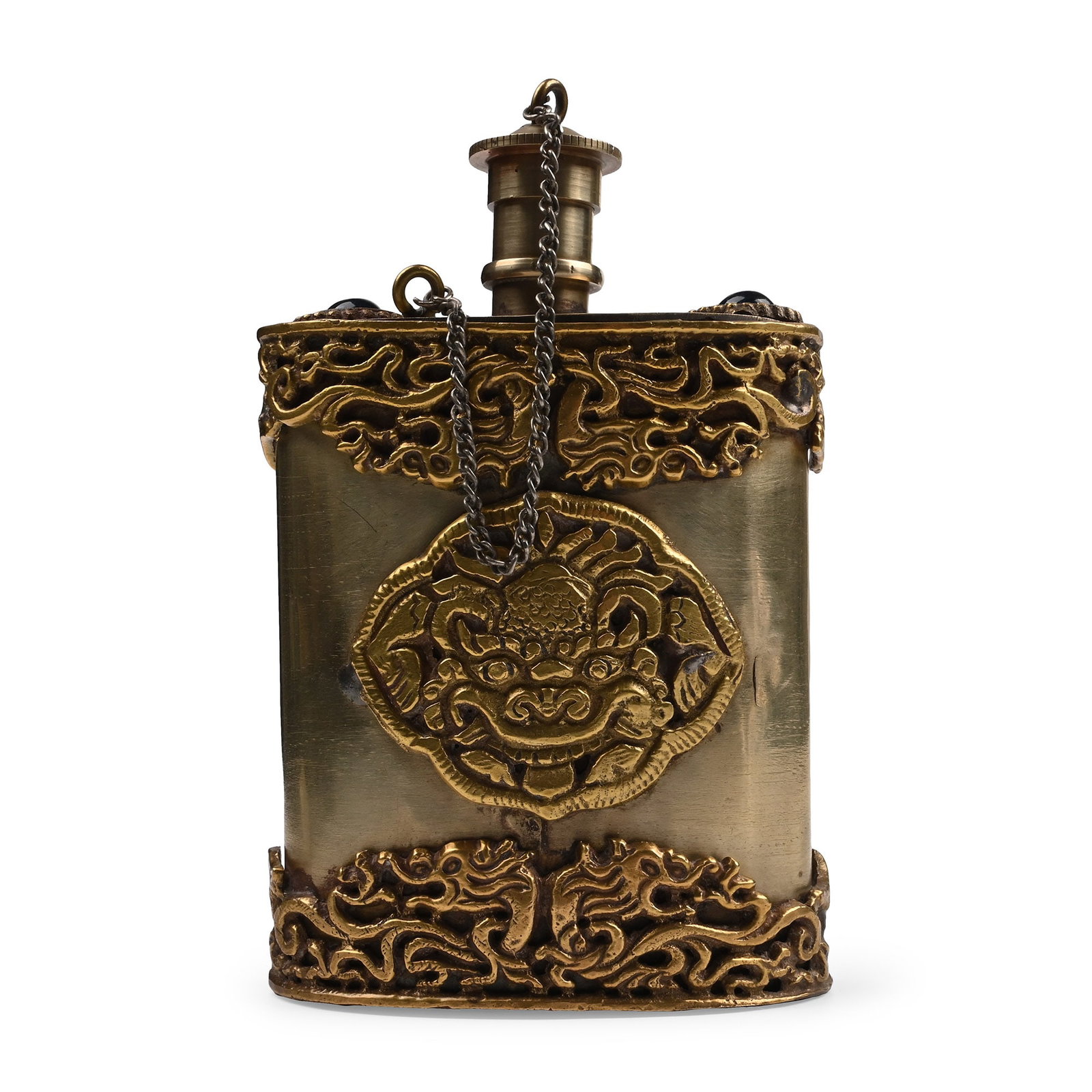 Tibetan Brass Hip Flask (1 of 1)