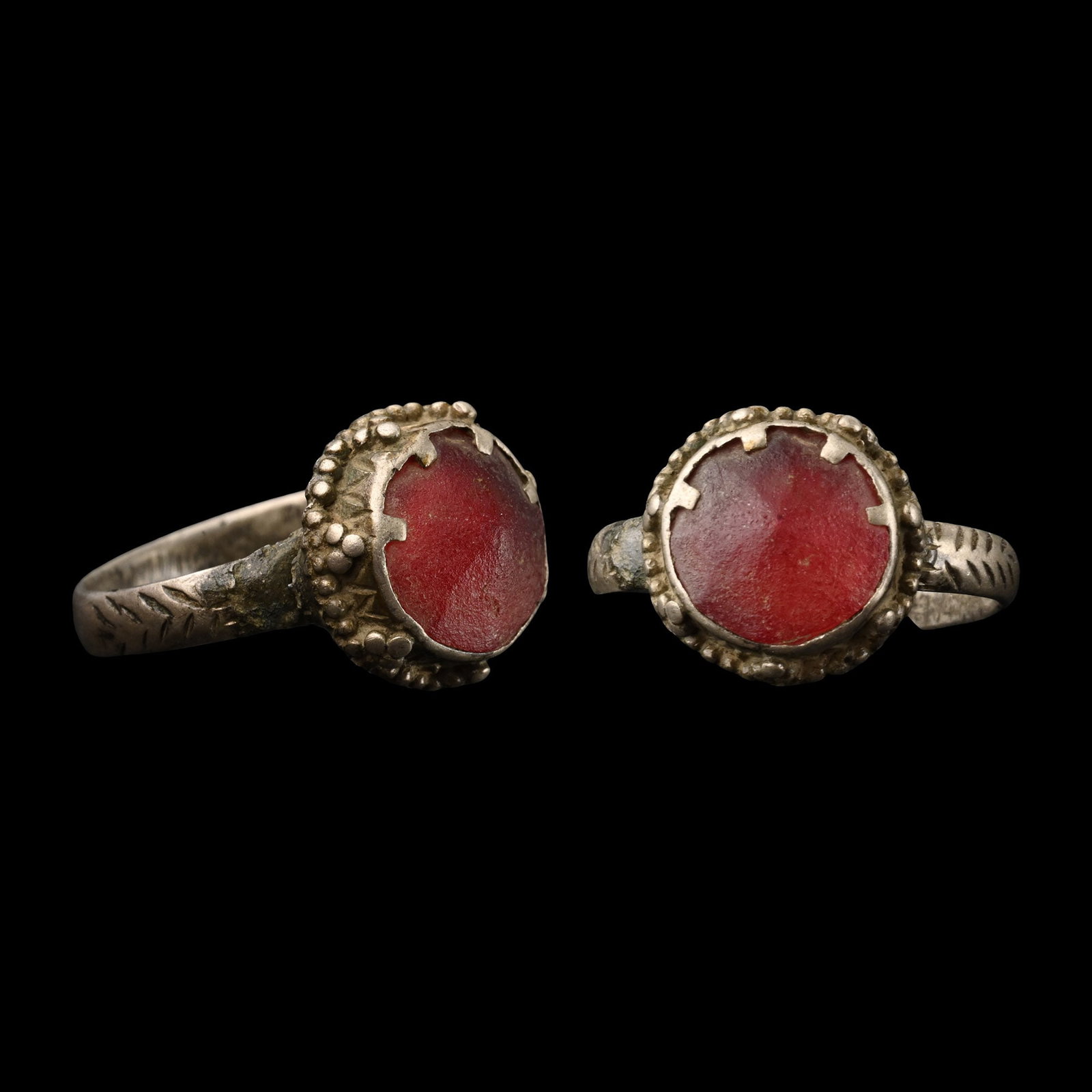 Post Medieval Silver Ring with Cabochon (1 of 1)