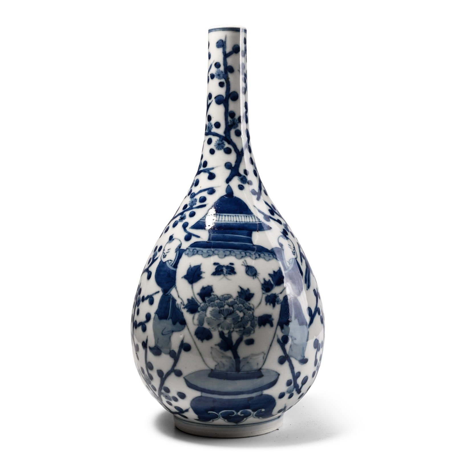 Large Japanese Blue and White Glazed Vase (1 of 2)