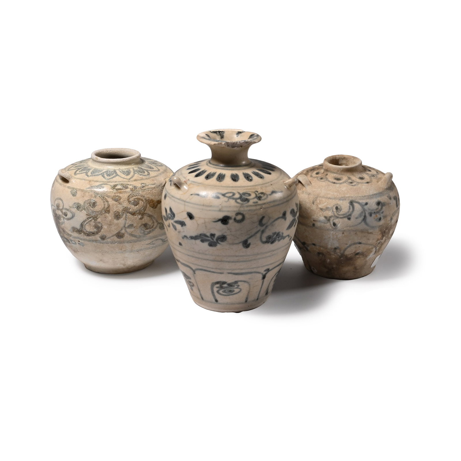 Hoi An Cargo Shipwreck Glazed Blue and White Vase Trio (1 of 1)