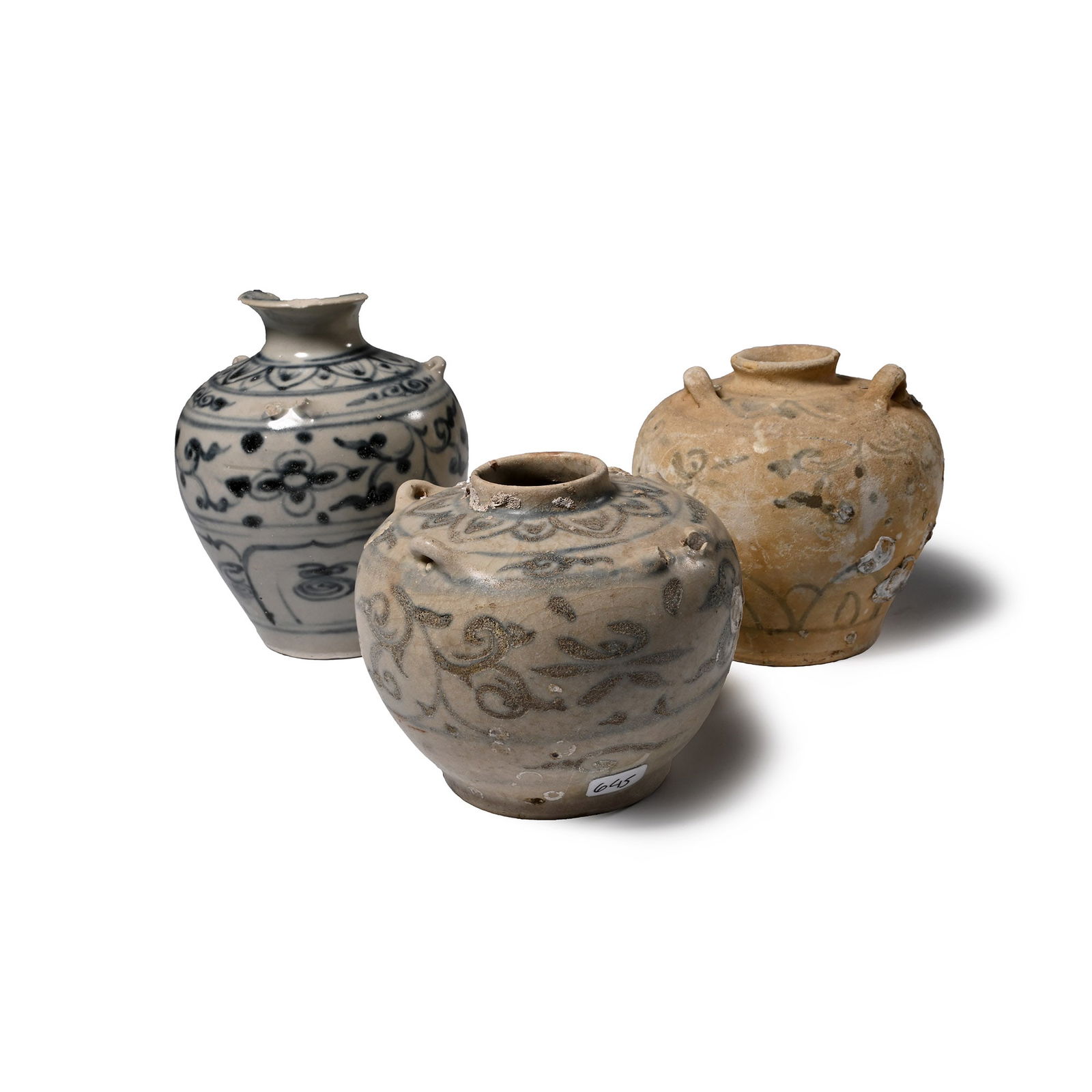 Hoi An Cargo Shipwreck Glazed Blue and White Vase Trio (1 of 1)