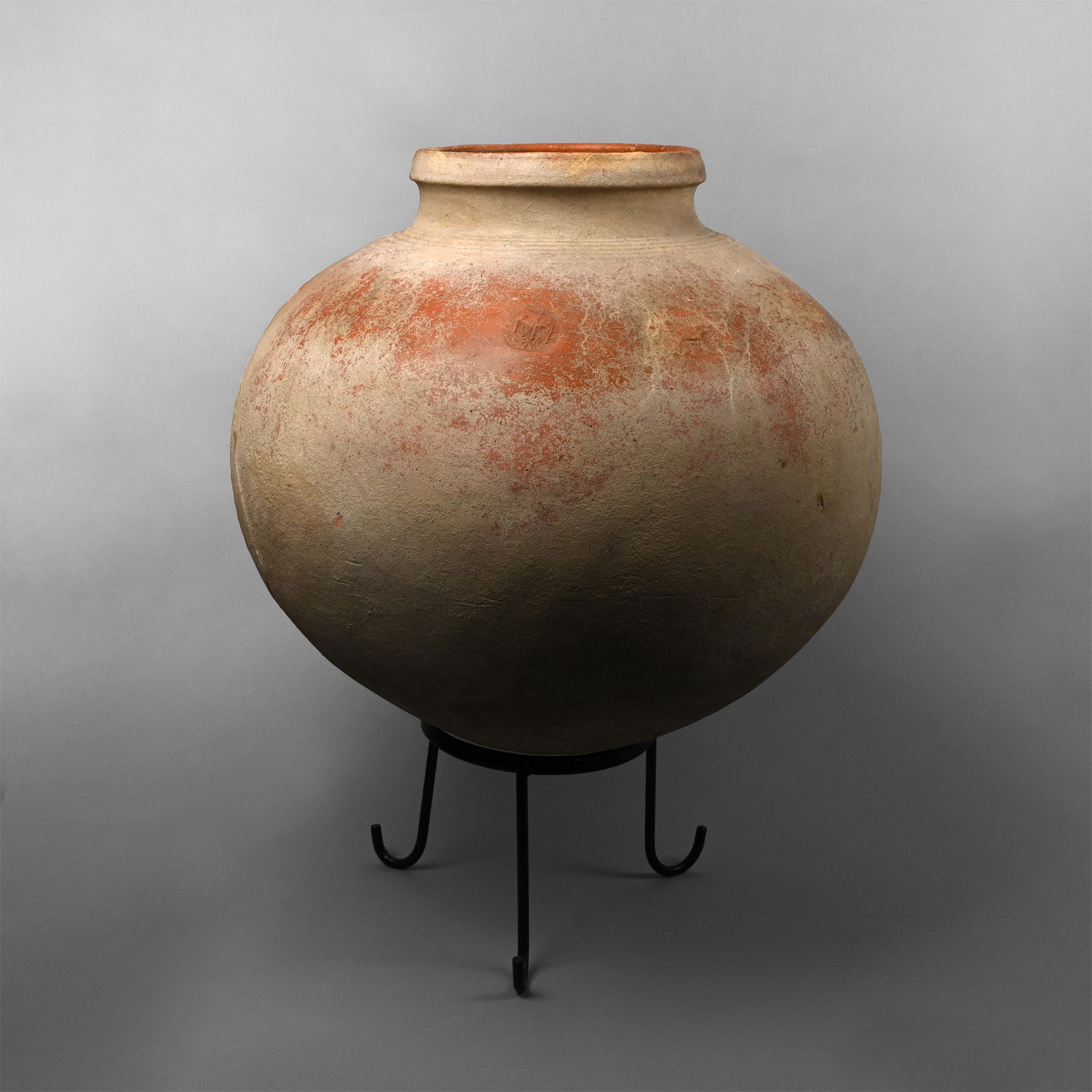 Large Indian Earthenware Vessel with Elephant Impressions (1 of 3)