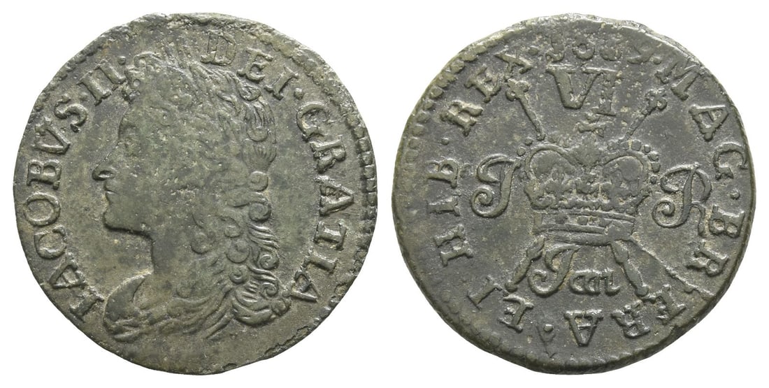 Ireland. James II AE Sixpence. (1 of 1)