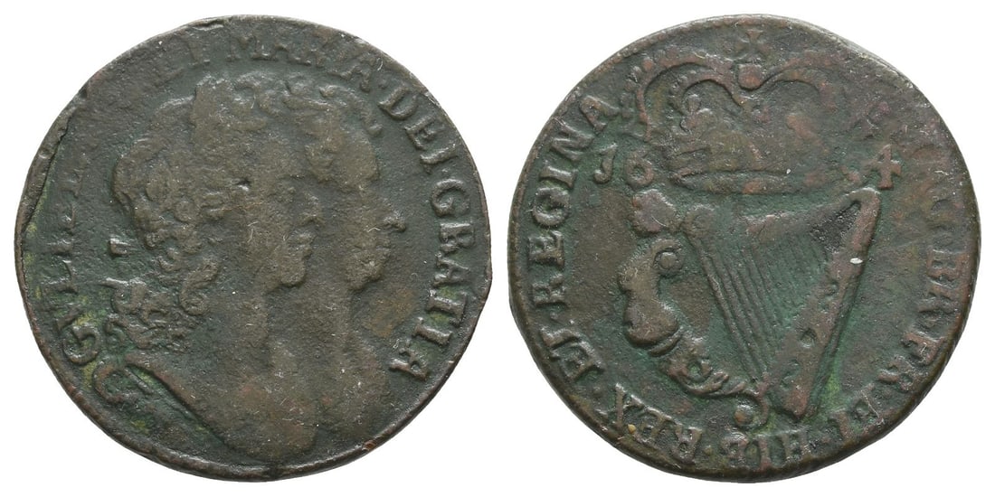Ireland. Stuart (Orange), William and Mary CU Halfpenny. (1 of 1)