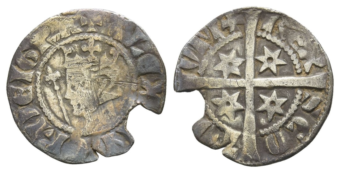 Scotland. Alexander III AR Penny.: Circa 1280-1286. Second coinage, class Mb. ? AL?XAND?R (ND ligate) D?I GRA, crowned head to left with lis-tipped sceptre / ? R?X-SCO-TOR-VM, long cross pattée; mullet of six points in each angle. SCB