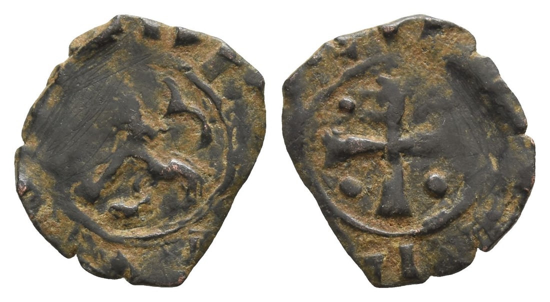 Crusaders. Lusignan Kingdom of Cyprus, Henry II, King of Cyprus & Jerusalem AE Denier. (1 of 1)