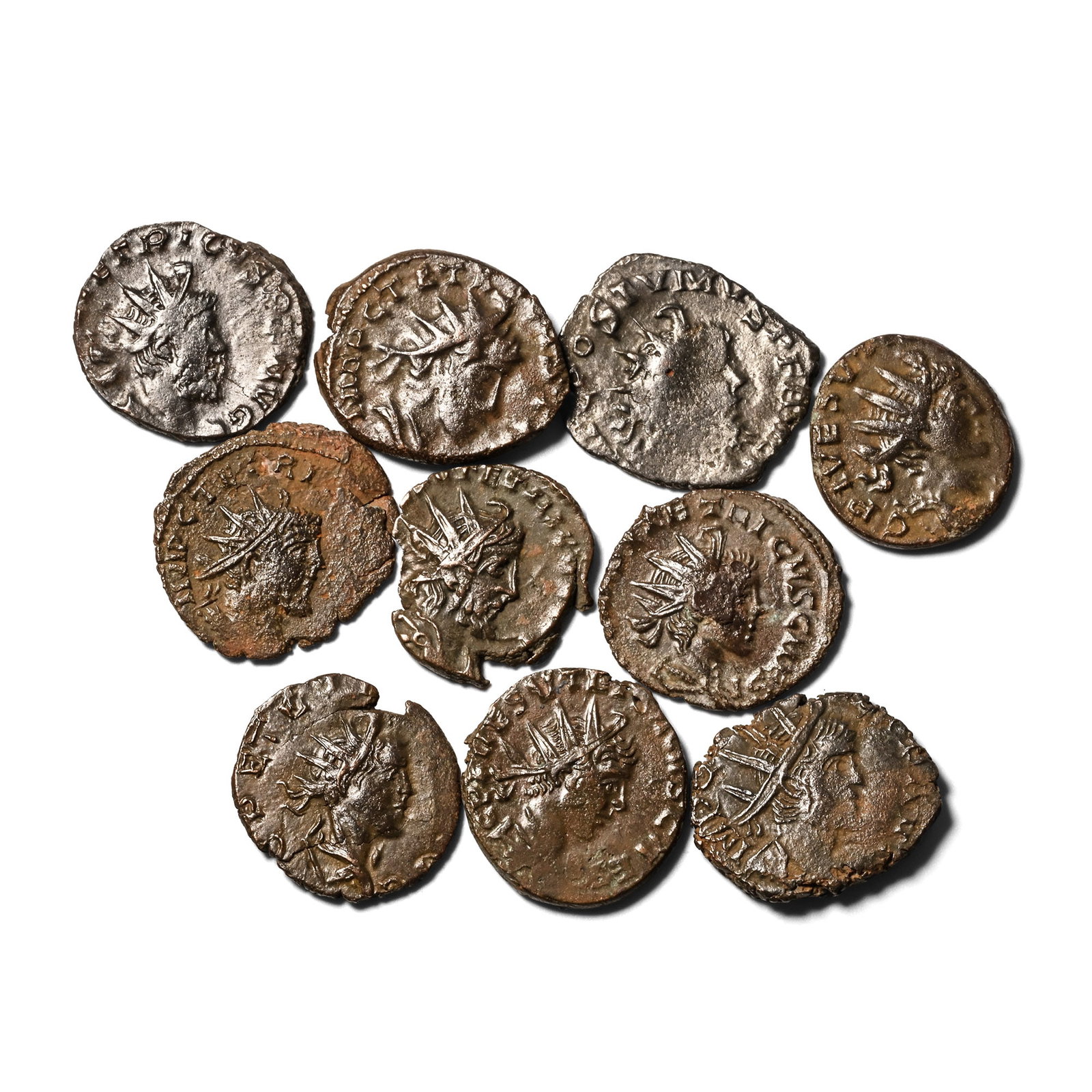 Group of Ten [10] Roman Barborous BI Antoninianus Coins. (1 of 2)