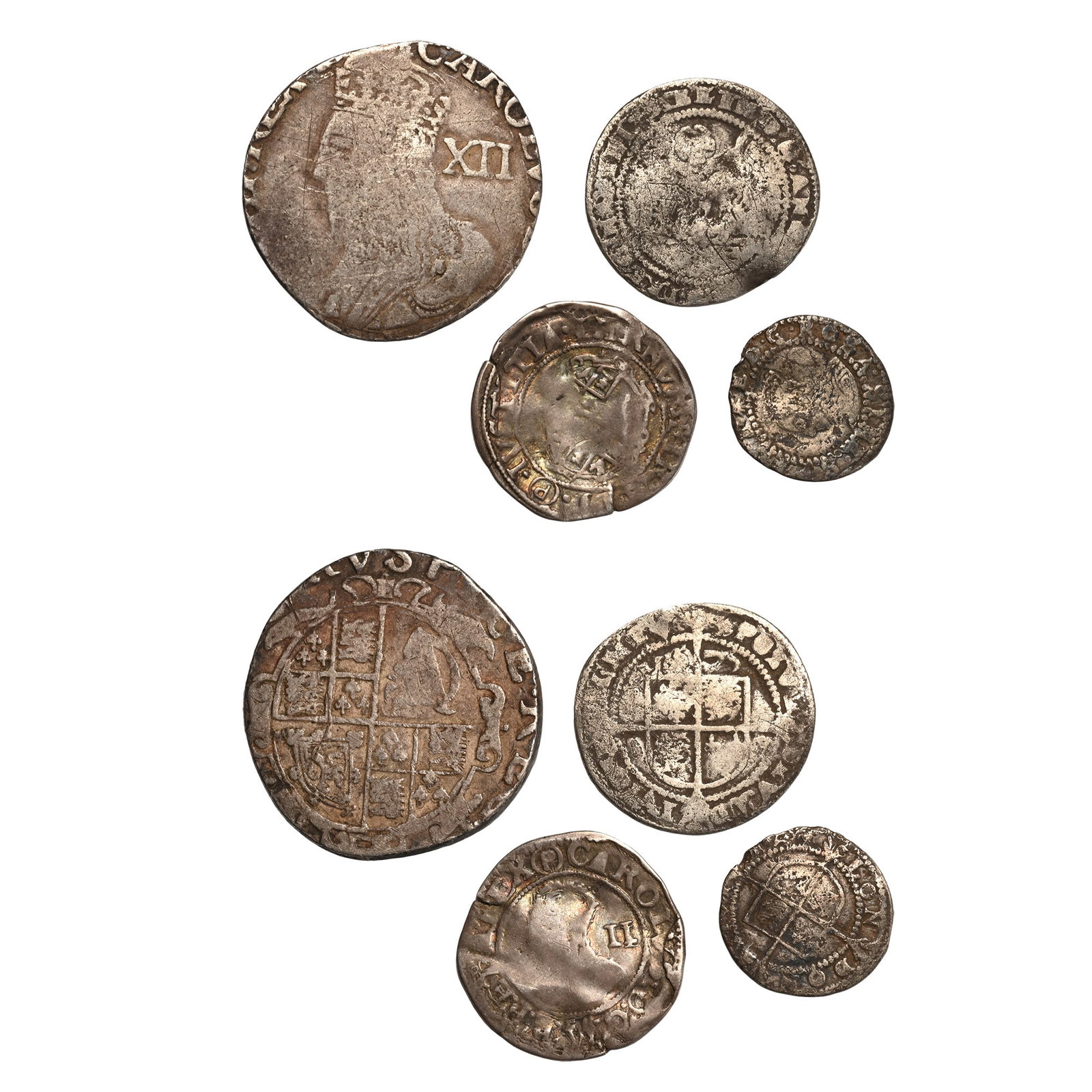 Group of Four [4] Tudor and Stuart Hammered Coins. (1 of 1)