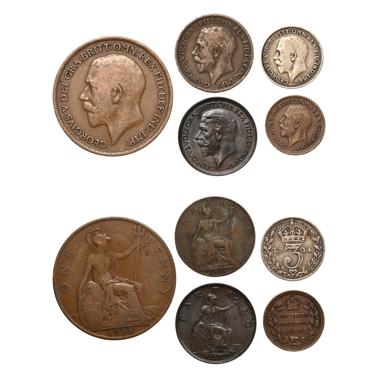 England. Windsor, Group of Five [5] George V AE and AR Coins. (1 of 1)