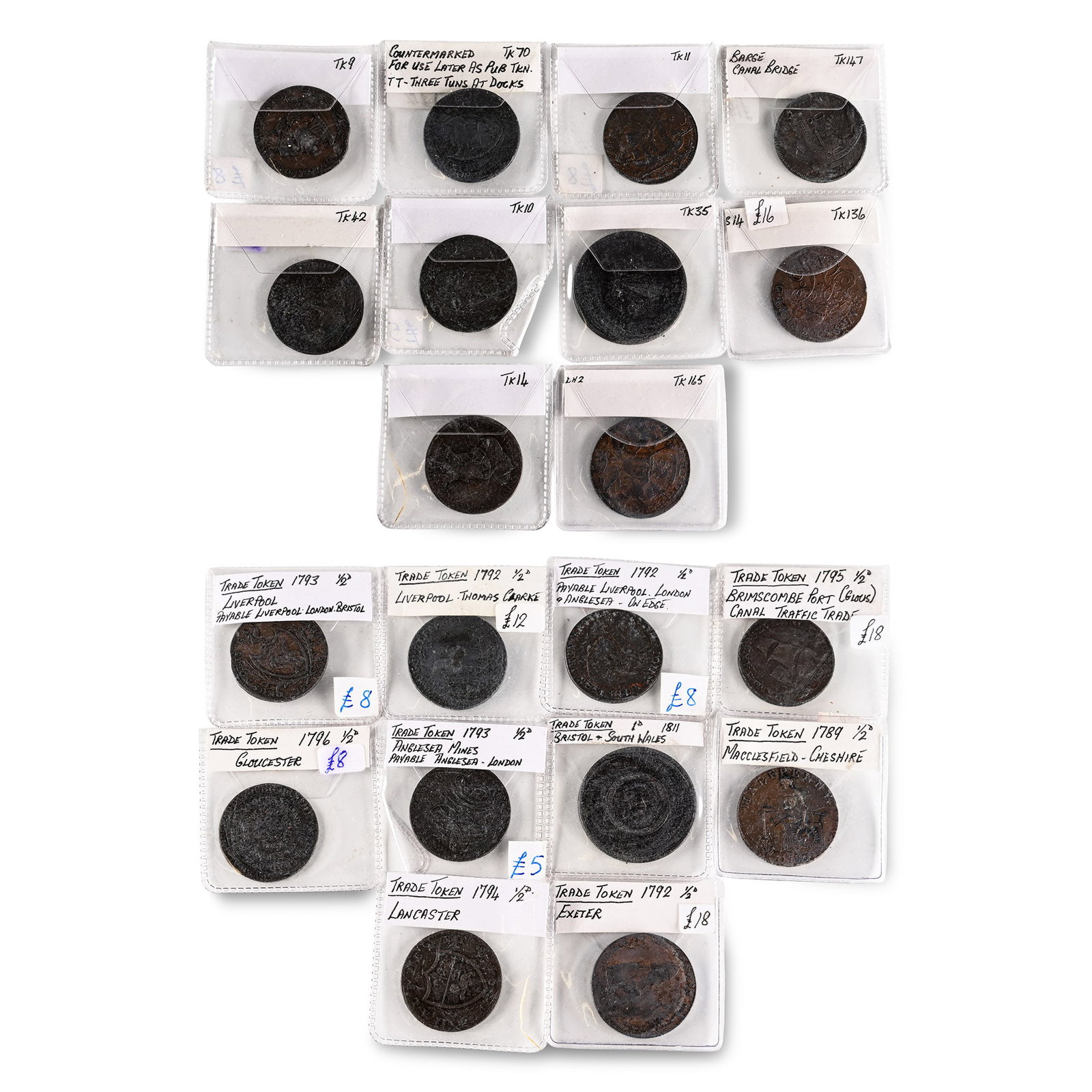 Group of Ten [10] English Trade and Other AE Tokens. (1 of 1)