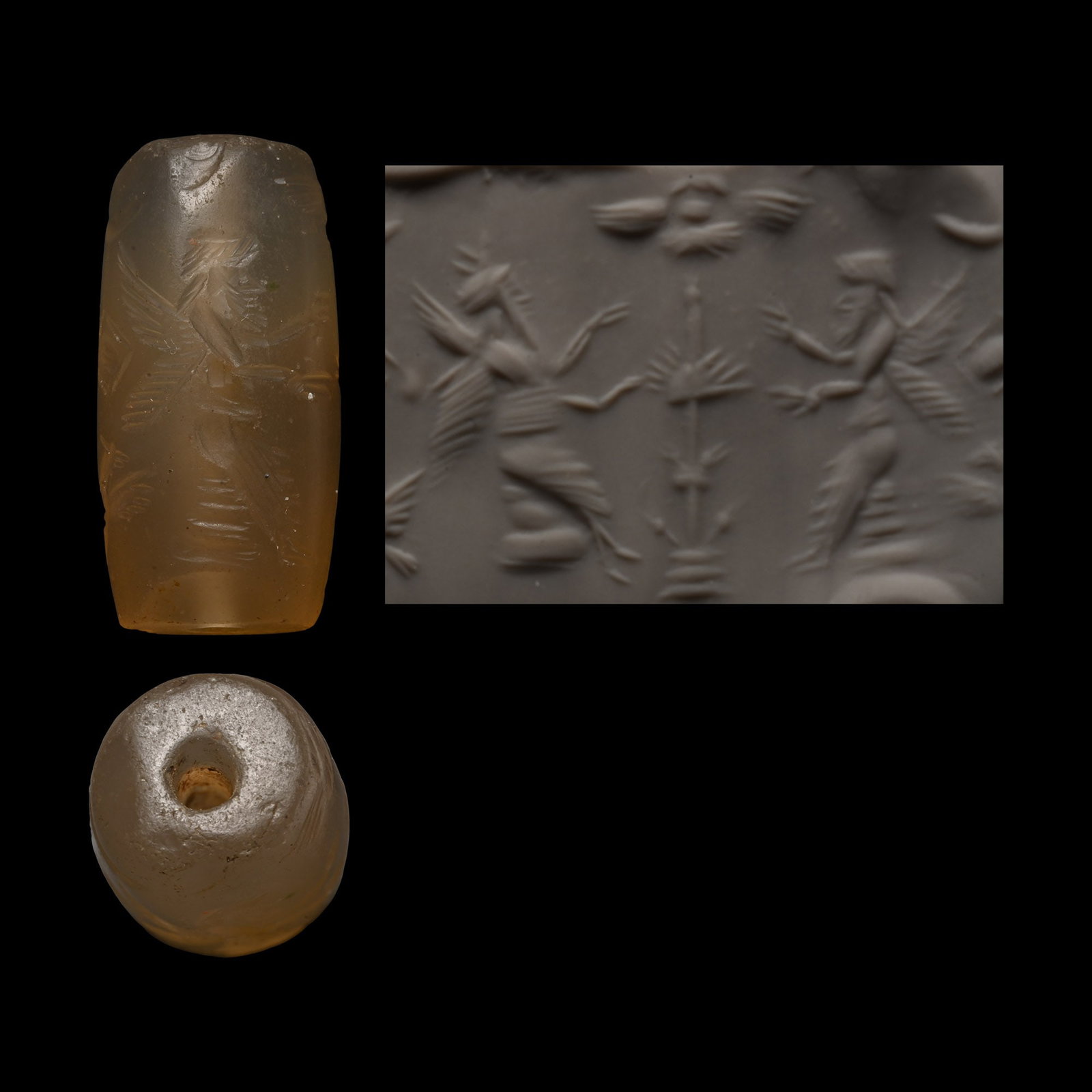 Western Asiatic Chalcedony Cylinder Seal with Tree of Life (1 of 1)